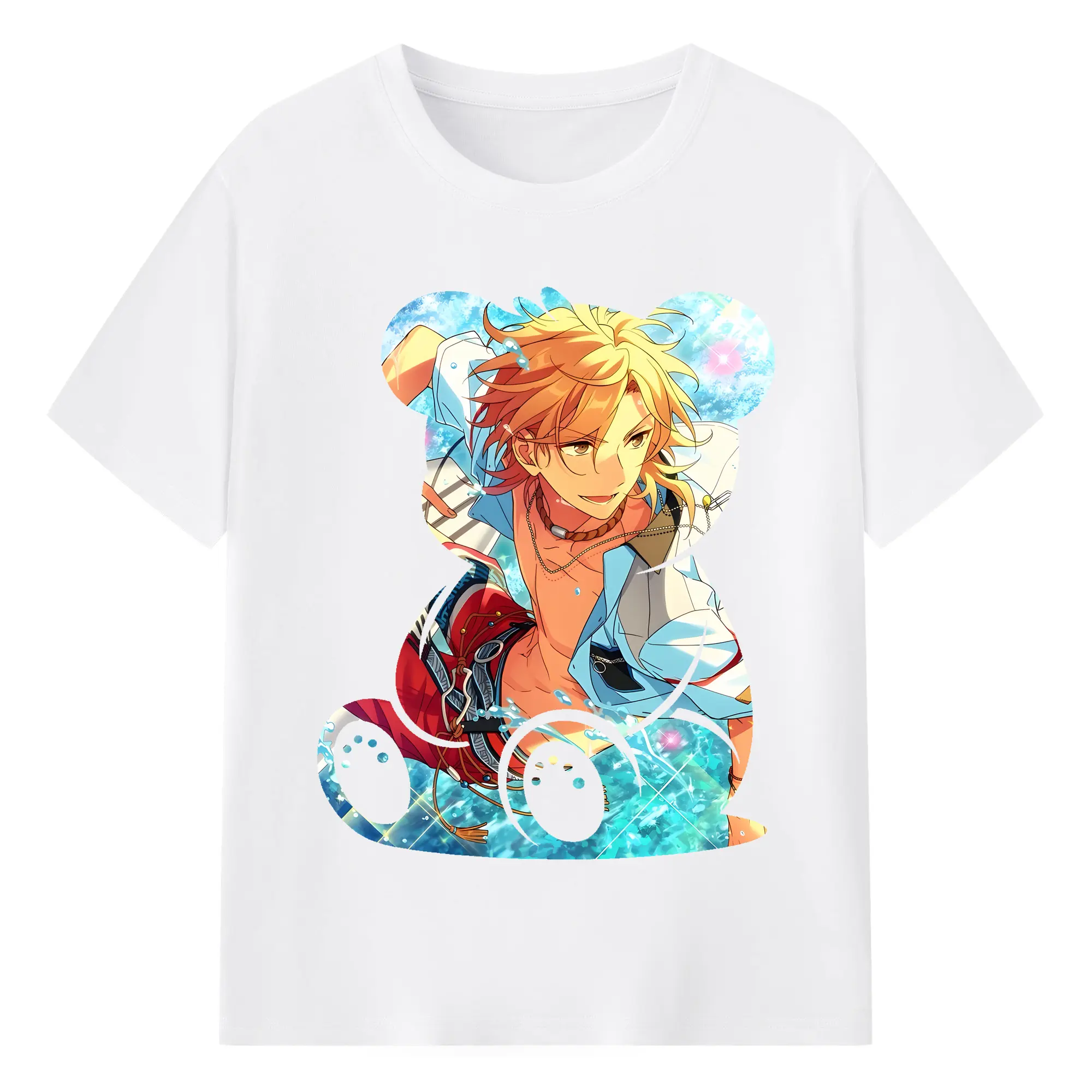 あんさん ぶる グッズ UNDEAD 羽風薫 - 綿100％ 半袖Tシャツ ・ フロントプリント ・ 快適 通気性 ・ 日常使い 散歩 スポーツ用