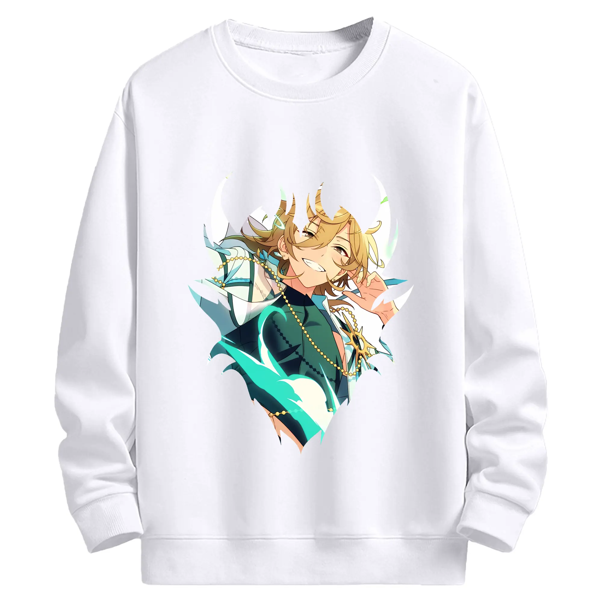 あんさん ぶる グッズ UNDEAD 羽風薫 - 高品質 クルーネック スウェット ・ コットン59％ ポリエステル41％ ・ ユニセックス 長袖 トレーナー ・ カジュアル デイリー スポーツ 散歩用