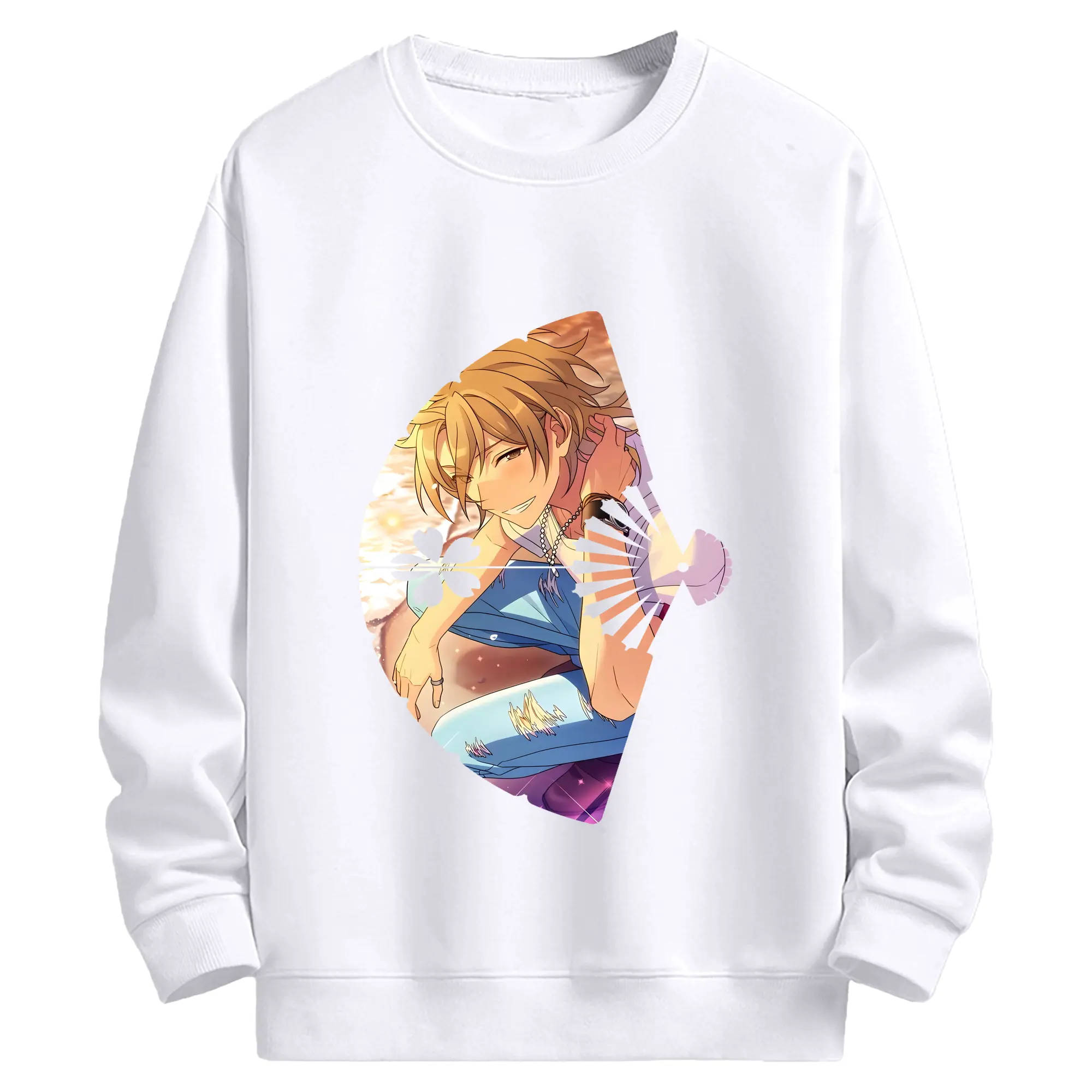 あんさん ぶる グッズ UNDEAD 羽風薫 - 高品質 クルーネック スウェット ・ コットン59％ ポリエステル41％ ・ ユニセックス 長袖 トレーナー ・ カジュアル デイリー スポーツ 散歩用