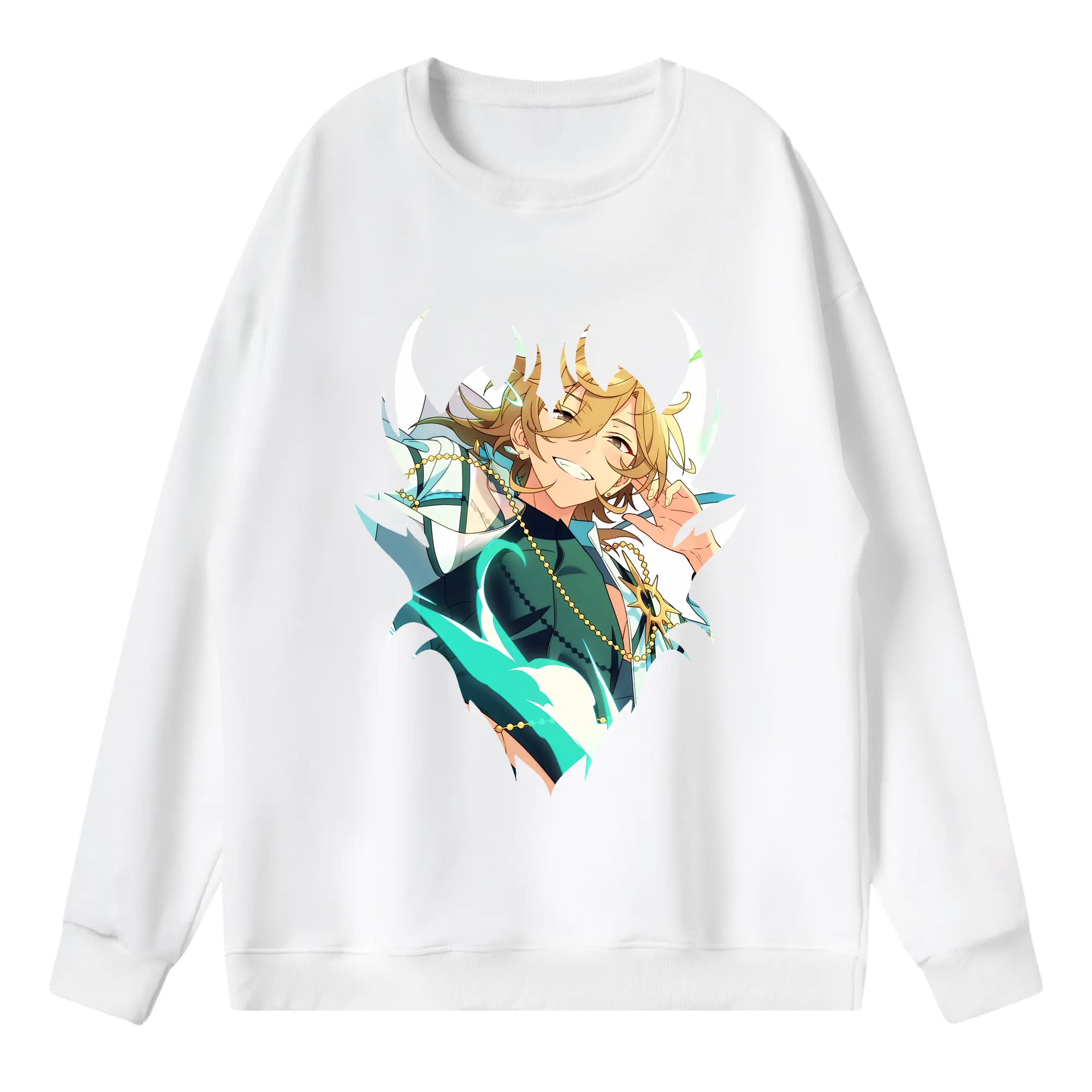 あんさん ぶる グッズ UNDEAD 羽風薫 - 薄手 クルーネック スウェット 裏毛260g · ポリエステル 春秋向け カジュアル 男女兼用 · トレーナー デイリー スポーツ 散歩に最適