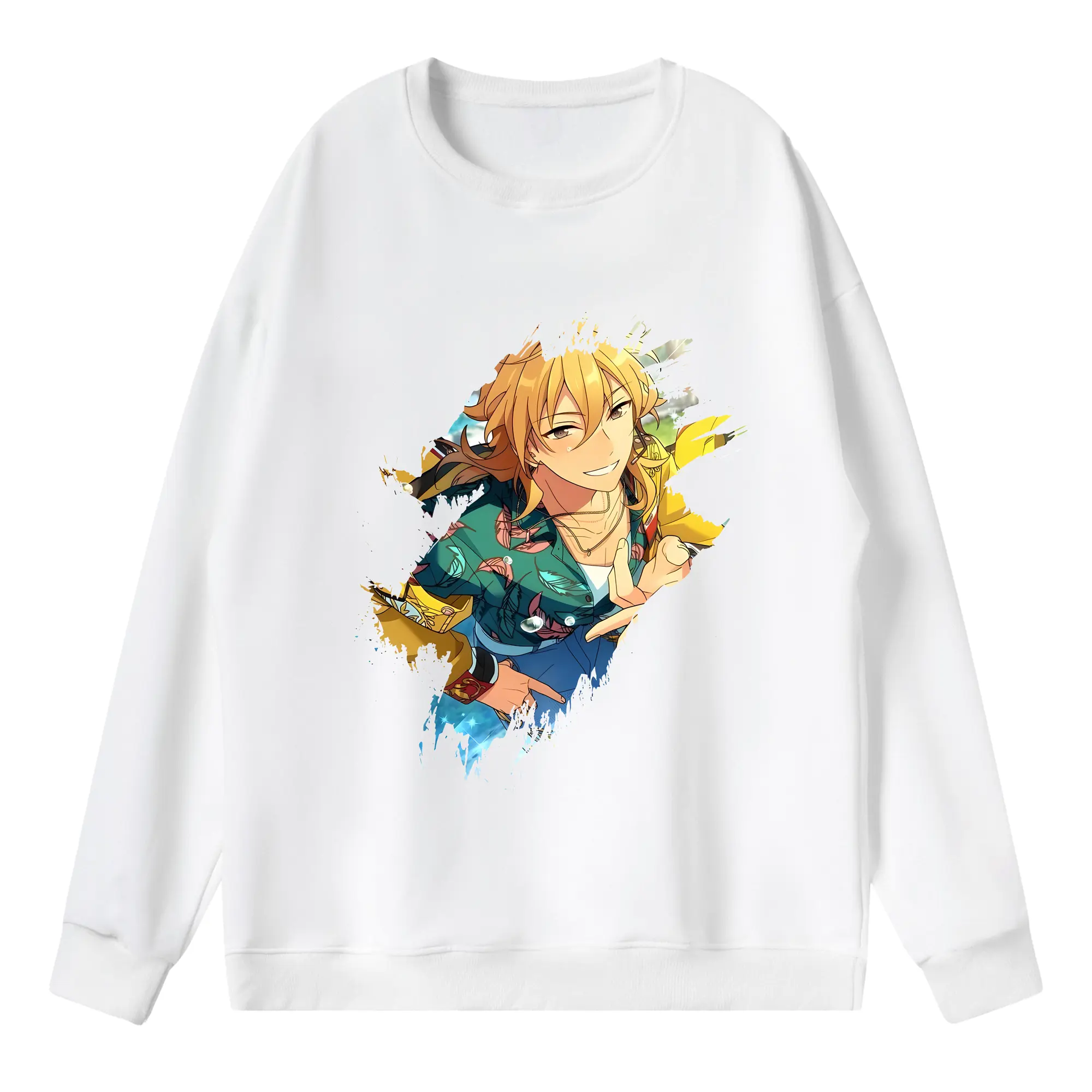 あんさん ぶる グッズ UNDEAD 羽風薫 - 薄手 クルーネック スウェット 裏毛260g · ポリエステル 春秋向け カジュアル 男女兼用 · トレーナー デイリー スポーツ 散歩に最適