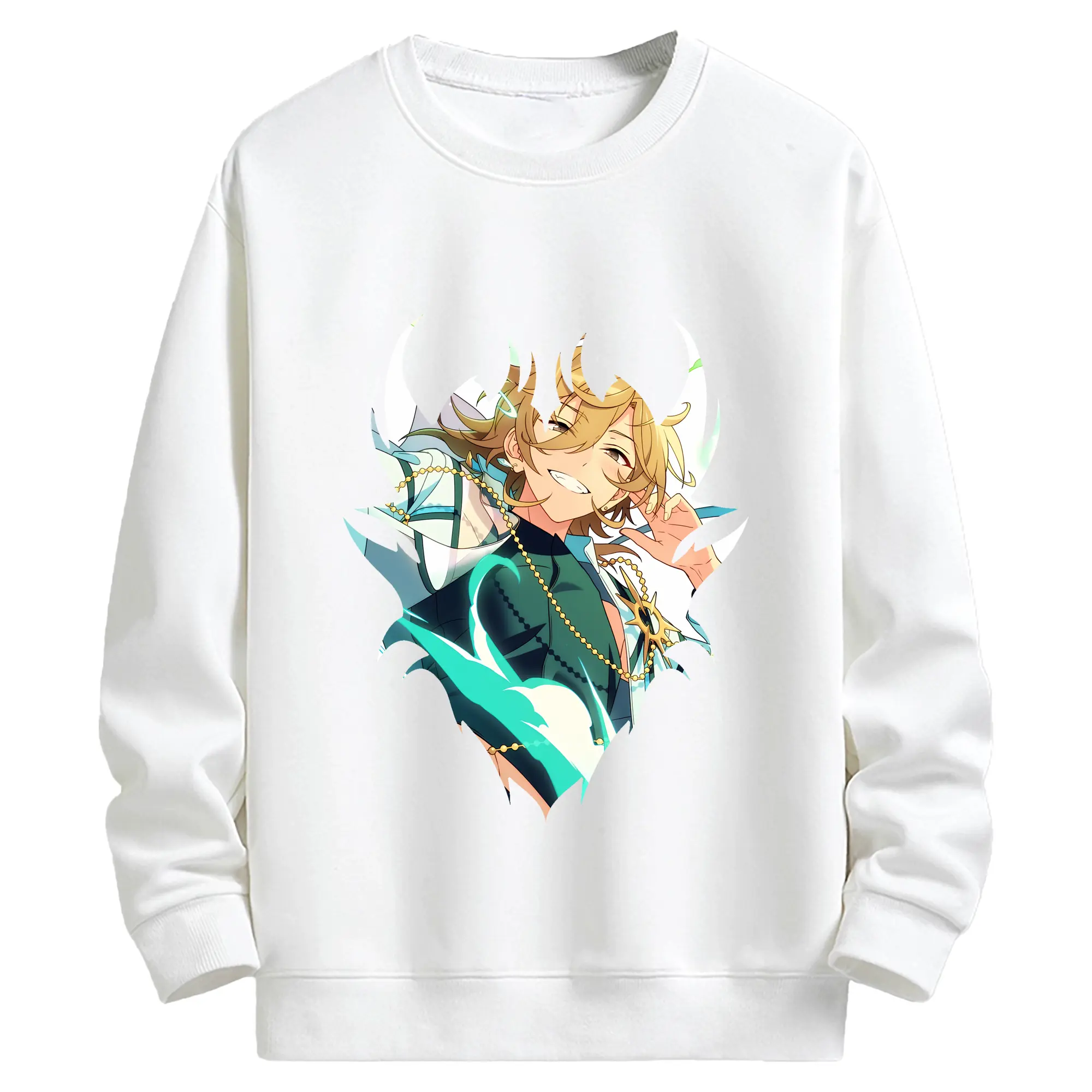 あんさん ぶる グッズ UNDEAD 羽風薫 - キッズ クルーネックスウェットシャツ ・ フロントプリント ・ 綿80％ ポリエステル20％ ・ 快適 通学 スポーツ 日常使い お散歩用