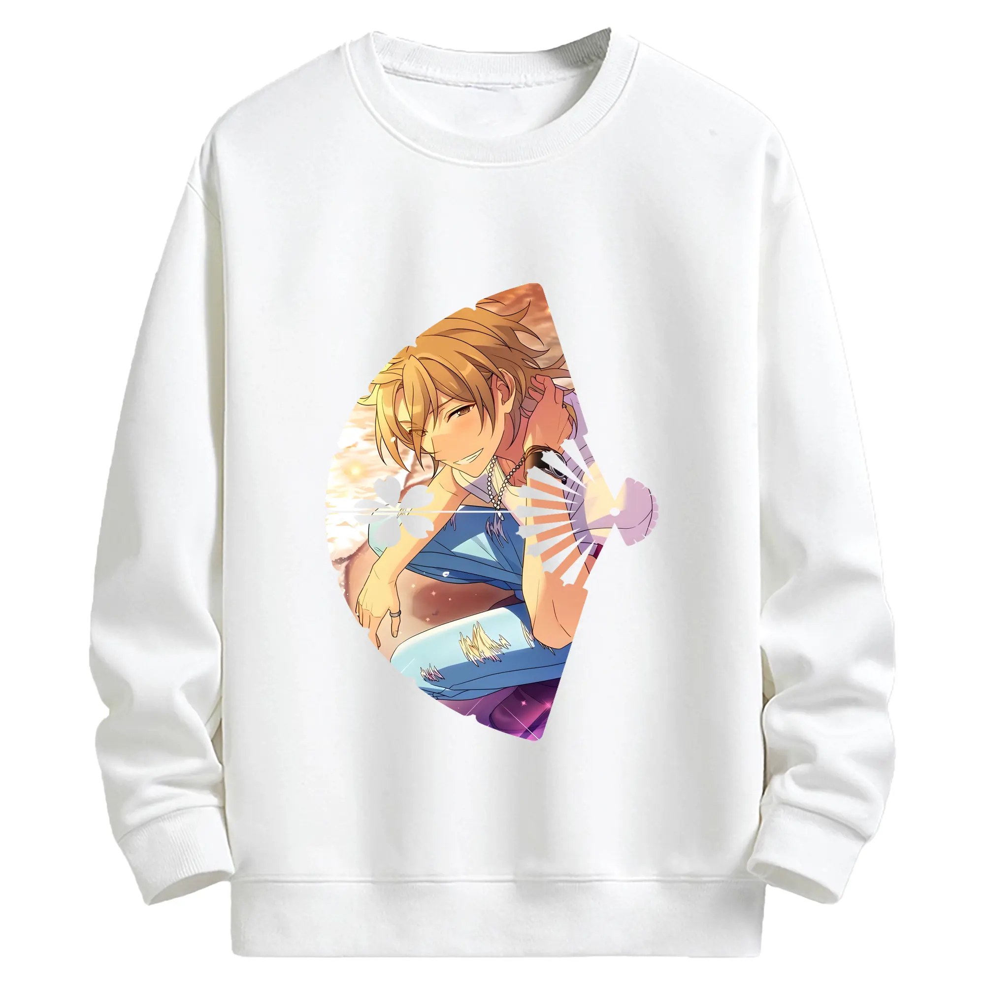 あんさん ぶる グッズ UNDEAD 羽風薫 - キッズ クルーネックスウェットシャツ ・ フロントプリント ・ 綿80％ ポリエステル20％ ・ 快適 通学 スポーツ 日常使い お散歩用