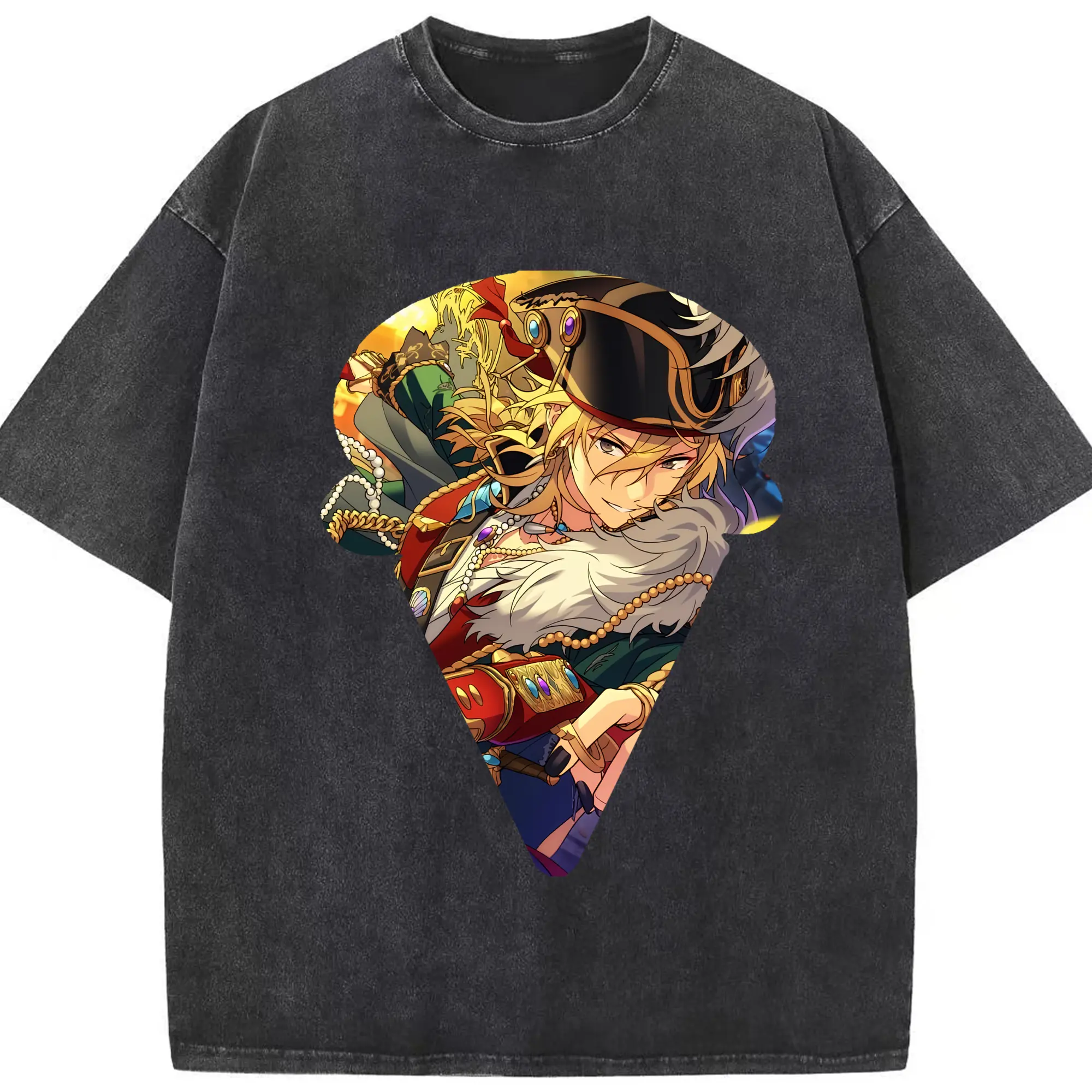 あんさん ぶる グッズ UNDEAD 羽風薫 - 綿100％ ヴィンテージ風 半袖Tシャツ ・ フロントプリント ・ 柔らか肌触り ・ 通気性 快適 ・ スポーツ カジュアル 外出用