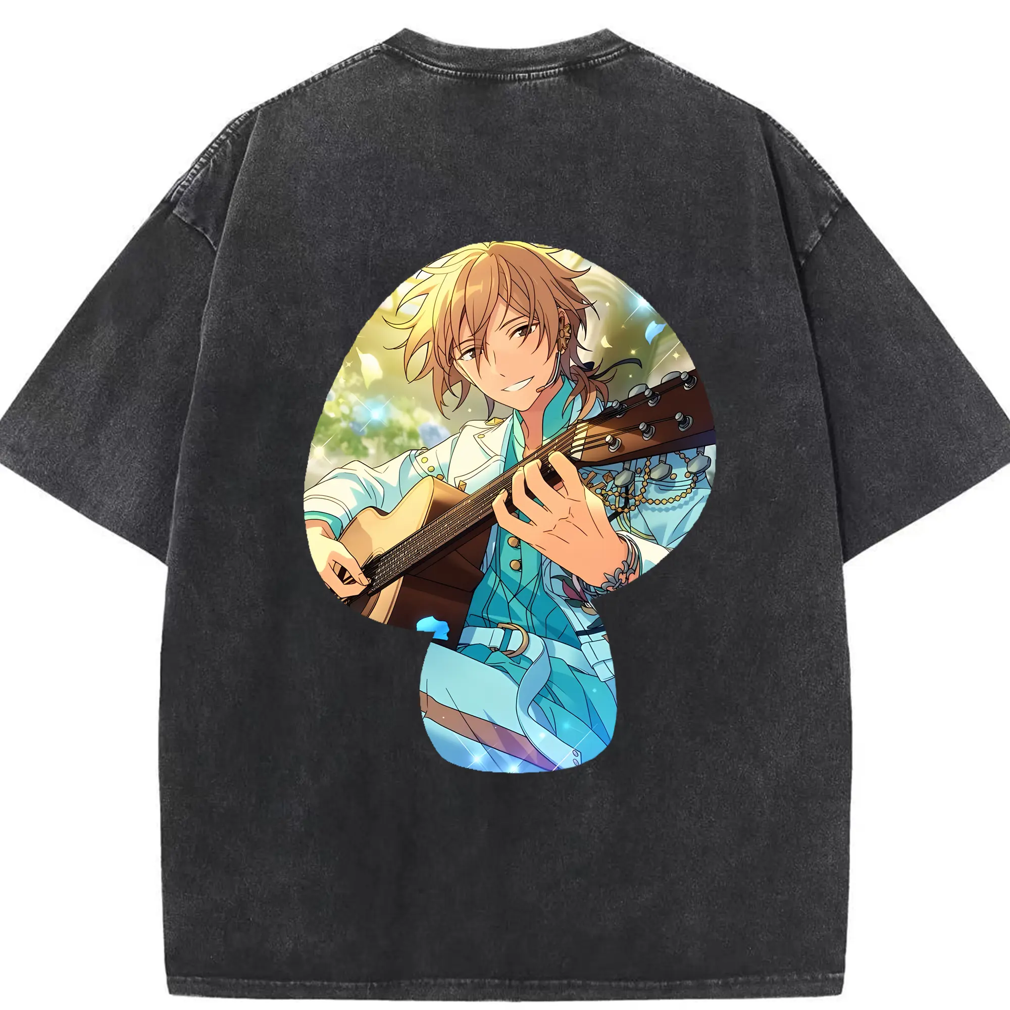 あんさん ぶる グッズ UNDEAD 羽風薫 - 綿100％ ヴィンテージ風 半袖Tシャツ ・ 背面プリント ・ 柔らか肌触り ・ 通気性 快適 ・ スポーツ カジュアル 外出用