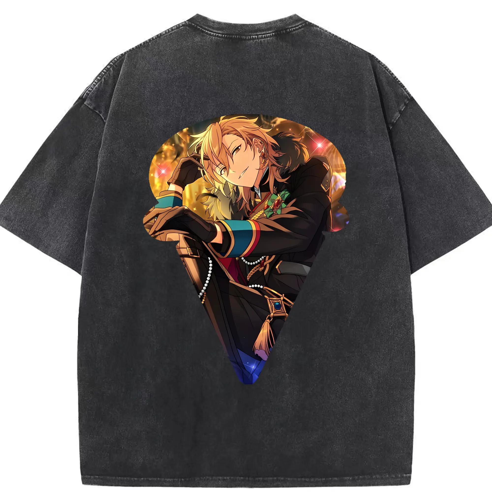 あんさん ぶる グッズ UNDEAD 羽風薫 - 綿100％ ヴィンテージ風 半袖Tシャツ ・ 背面プリント ・ 柔らか肌触り ・ 通気性 快適 ・ スポーツ カジュアル 外出用