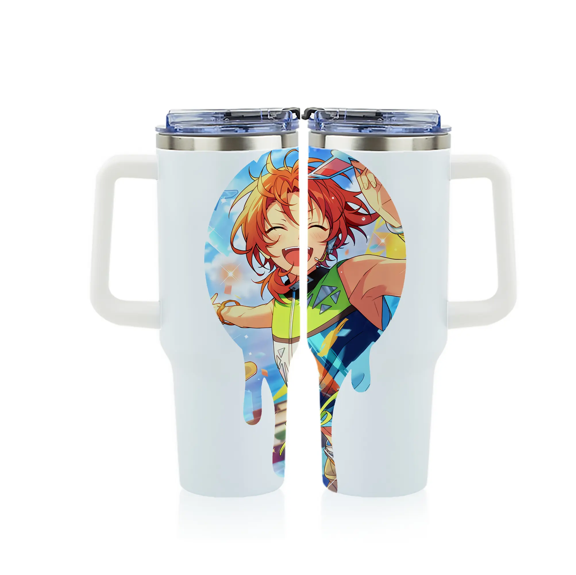 あんさん ぶる グッズ Knights 月永レオ - 1200mL フルプリント車用タンブラー ・ 304ステンレス 内側 ・ 201ステンレス 外側 ・ 保温 保冷 ・ 通勤 ドライブ アウトドア用