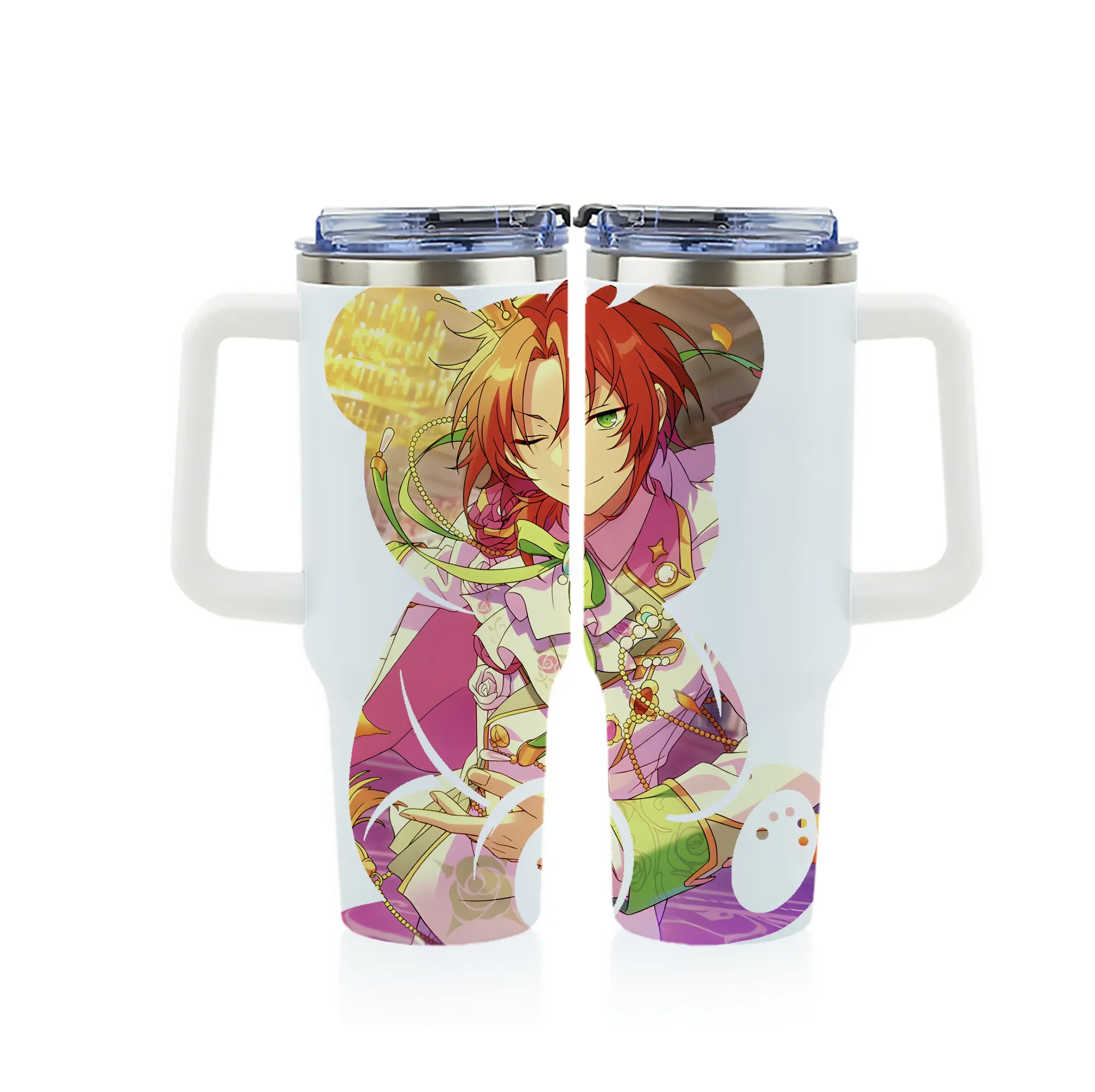 あんさん ぶる グッズ Knights 月永レオ - 1200mL フルプリント車用タンブラー ・ 304ステンレス 内側 ・ 201ステンレス 外側 ・ 保温 保冷 ・ 通勤 ドライブ アウトドア用