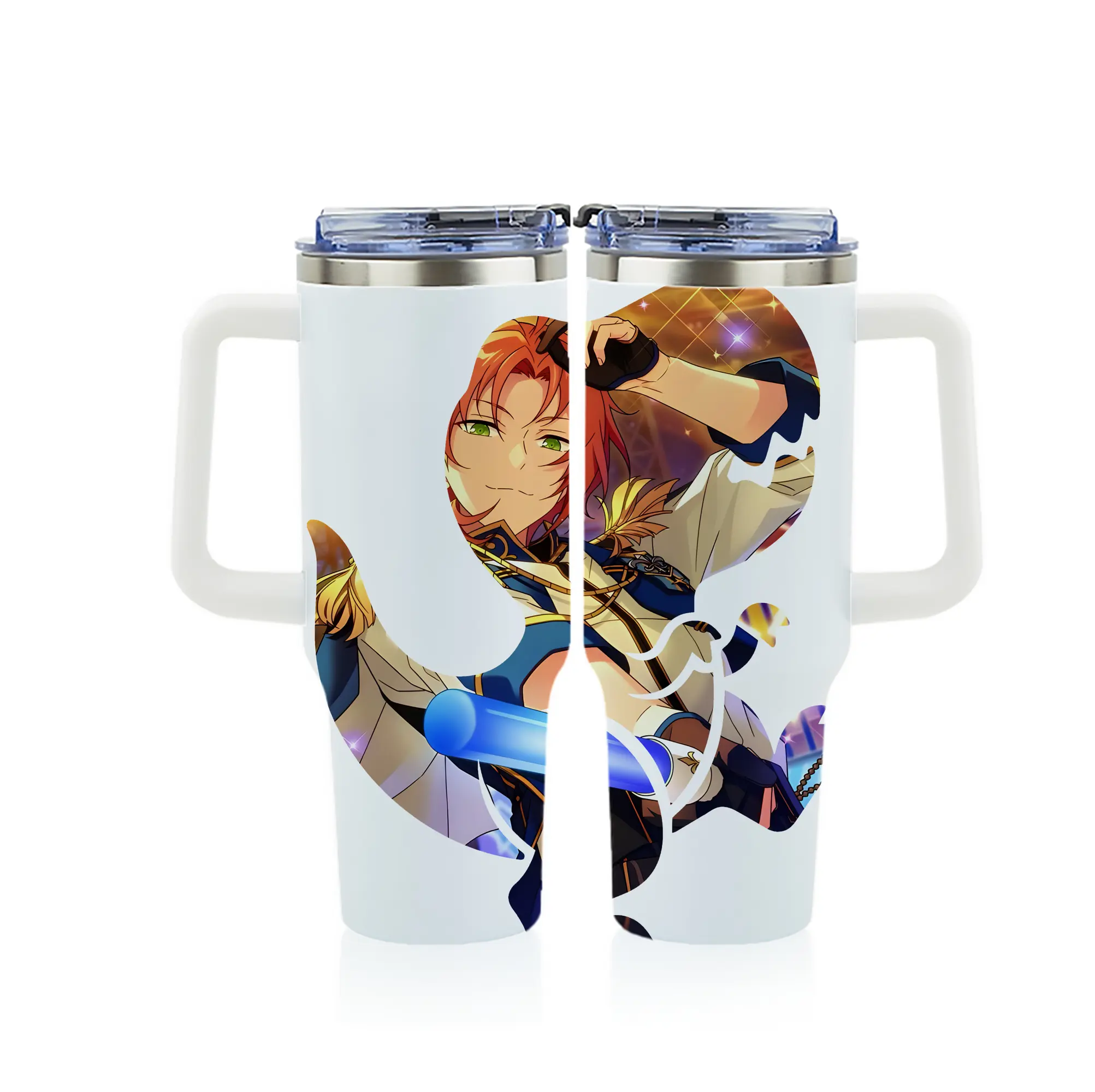 あんさん ぶる グッズ Knights 月永レオ - 1200mL フルプリント車用タンブラー ・ 304ステンレス 内側 ・ 201ステンレス 外側 ・ 保温 保冷 ・ 通勤 ドライブ アウトドア用