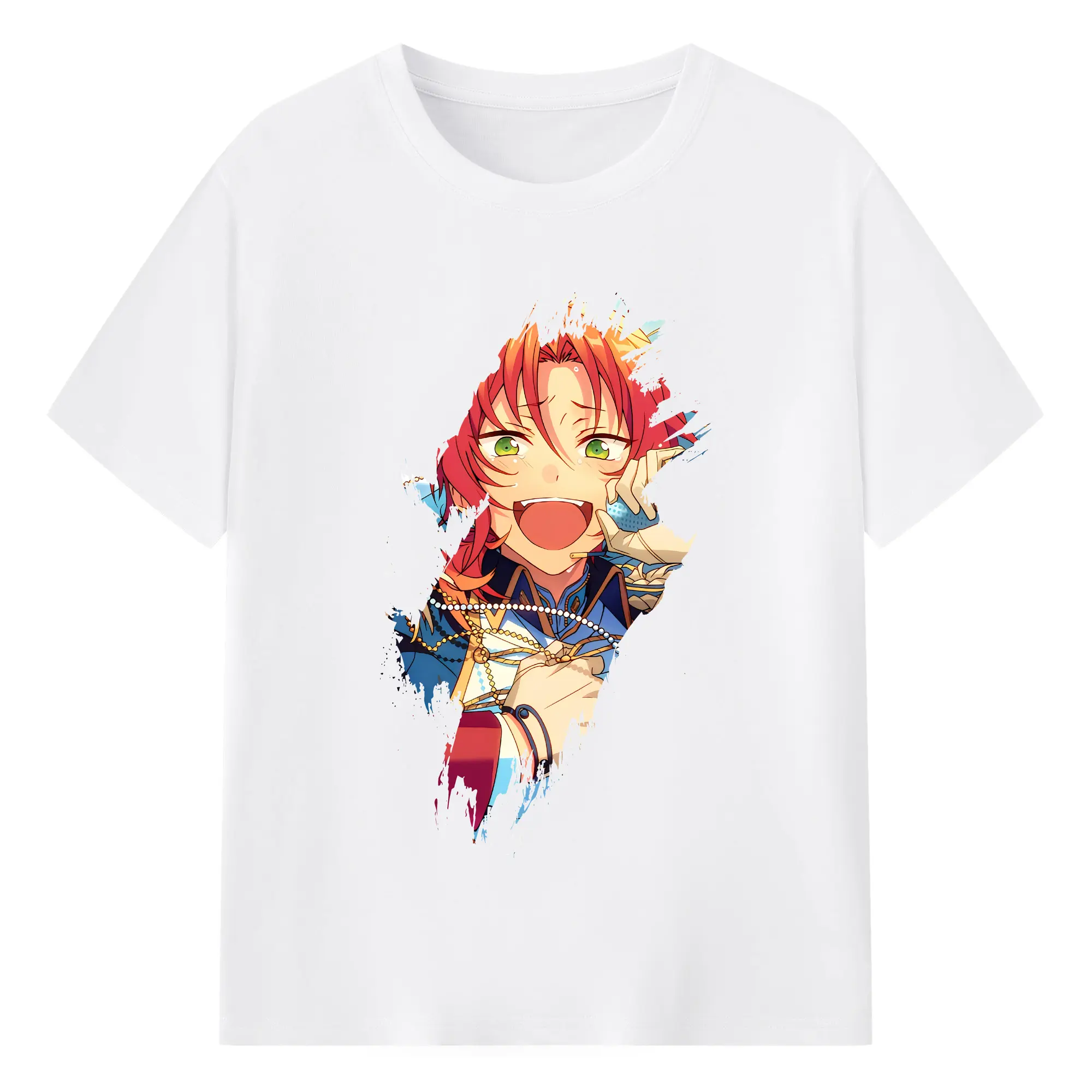 あんさん ぶる グッズ Knights 月永レオ - 綿100％ 半袖Tシャツ ・ フロントプリント ・ 快適 通気性 ・ 日常使い 散歩 スポーツ用