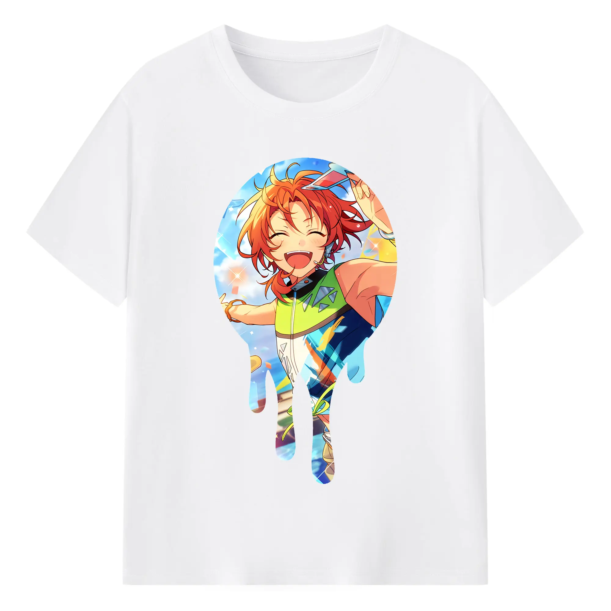 あんさん ぶる グッズ Knights 月永レオ - 綿100％ 半袖Tシャツ ・ フロントプリント ・ 快適 通気性 ・ 日常使い 散歩 スポーツ用