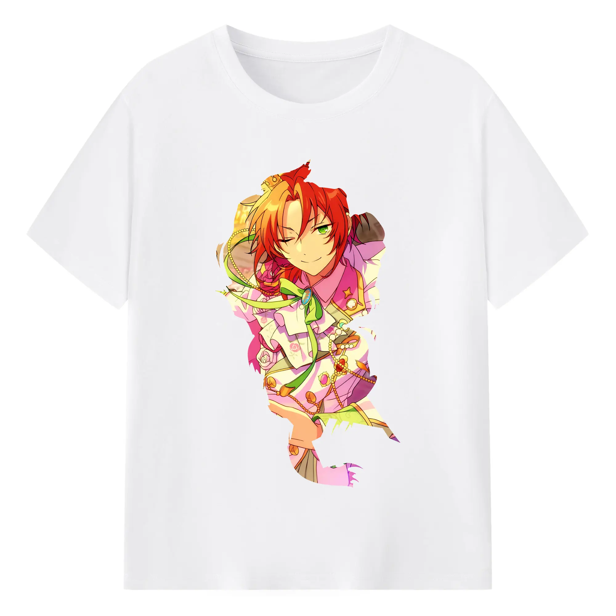 あんさん ぶる グッズ Knights 月永レオ - 綿100％ 半袖Tシャツ ・ フロントプリント ・ 快適 通気性 ・ 日常使い 散歩 スポーツ用