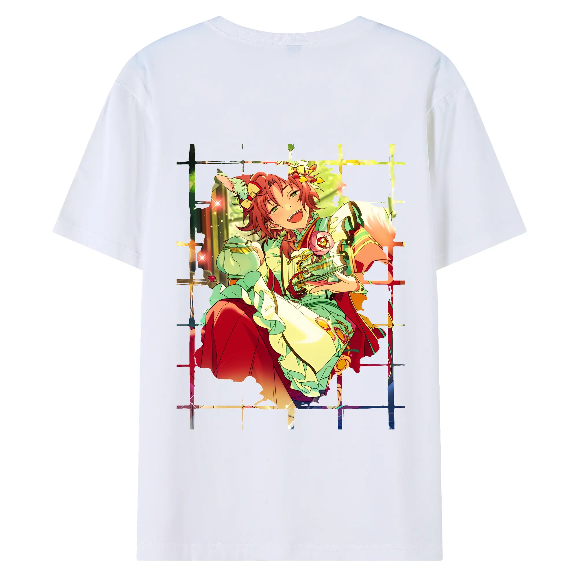 あんさん ぶる グッズ Knights 月永レオ - 綿100％ 半袖Tシャツ ・ バックプリント ・ 快適 通気性 ・ 日常使い 散歩 スポーツ用