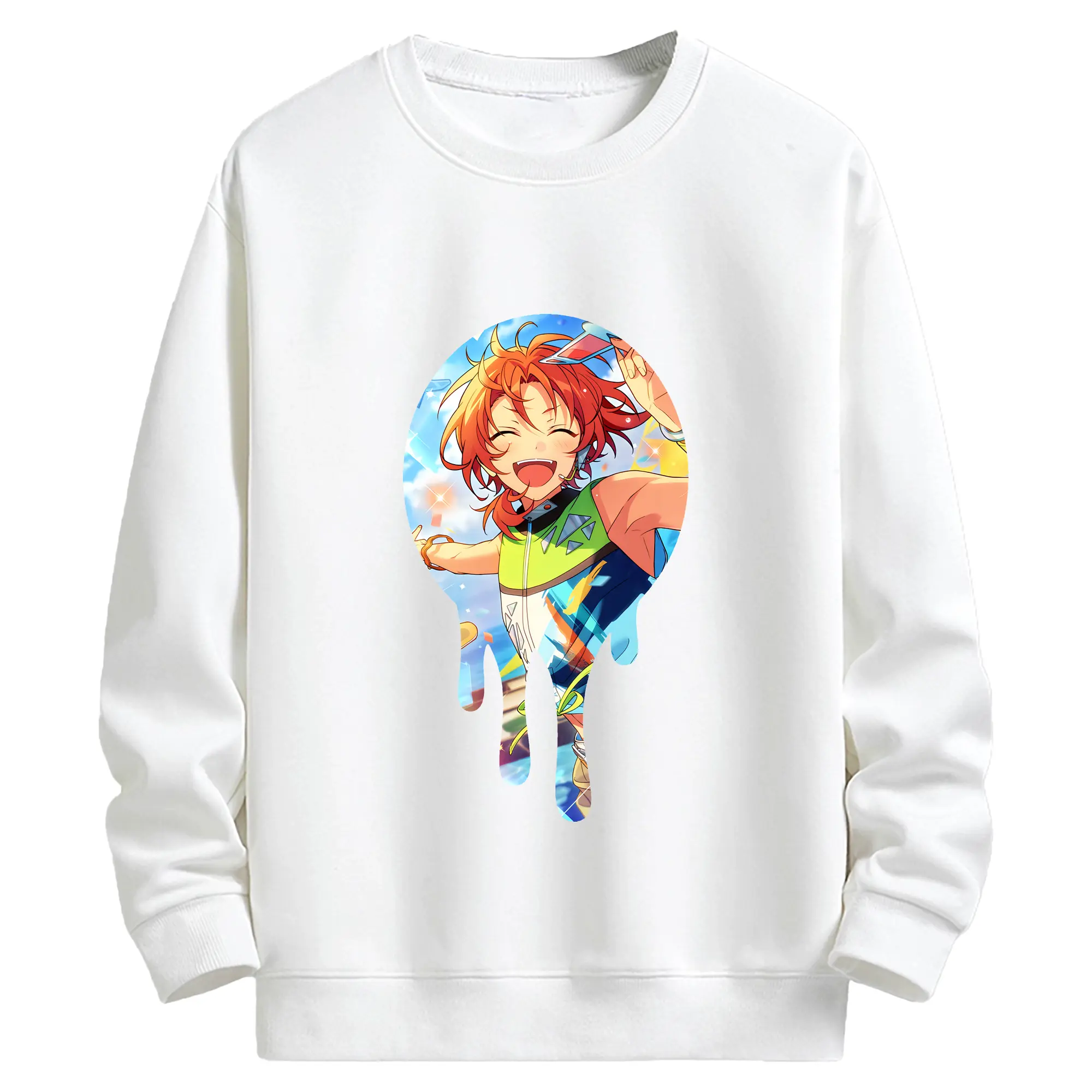 あんさん ぶる グッズ Knights 月永レオ - キッズ クルーネックスウェットシャツ ・ フロントプリント ・ 綿80％ ポリエステル20％ ・ 快適 通学 スポーツ 日常使い お散歩用