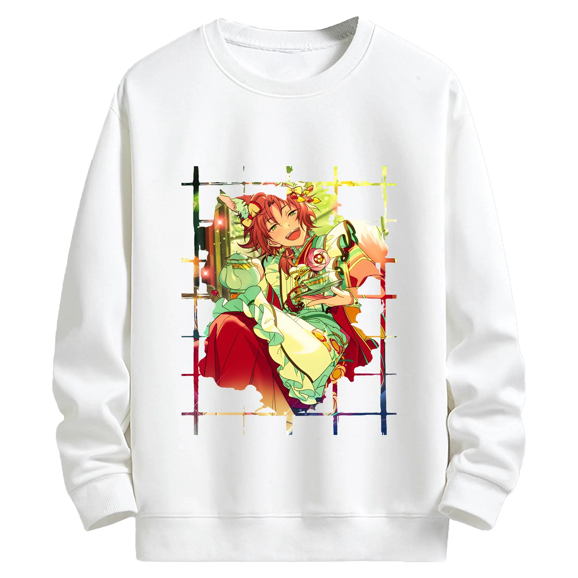 あんさん ぶる グッズ Knights 月永レオ - キッズ クルーネックスウェットシャツ ・ フロントプリント ・ 綿80％ ポリエステル20％ ・ 快適 通学 スポーツ 日常使い お散歩用