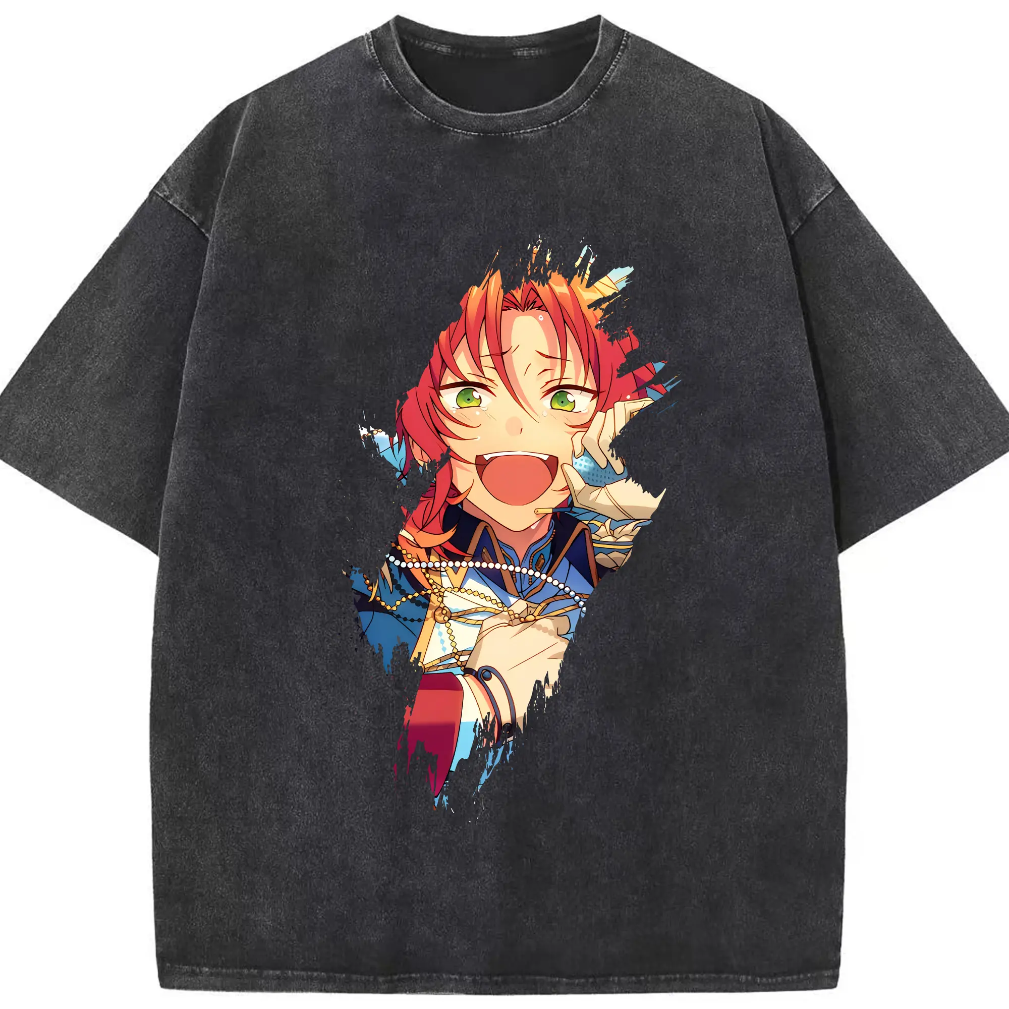 あんさん ぶる グッズ Knights 月永レオ - 綿100％ ヴィンテージ風 半袖Tシャツ ・ フロントプリント ・ 柔らか肌触り ・ 通気性 快適 ・ スポーツ カジュアル 外出用