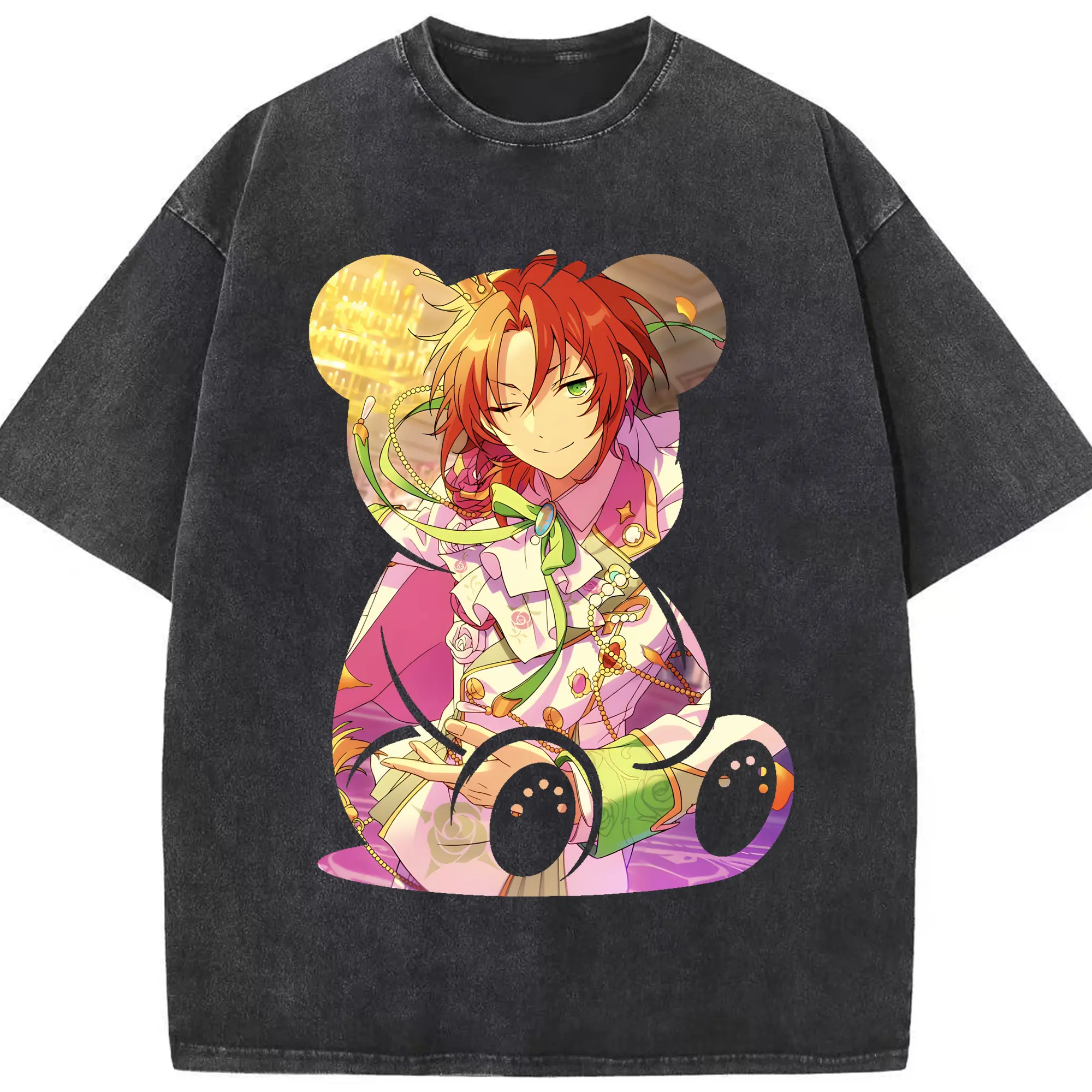 あんさん ぶる グッズ Knights 月永レオ - 綿100％ ヴィンテージ風 半袖Tシャツ ・ フロントプリント ・ 柔らか肌触り ・ 通気性 快適 ・ スポーツ カジュアル 外出用
