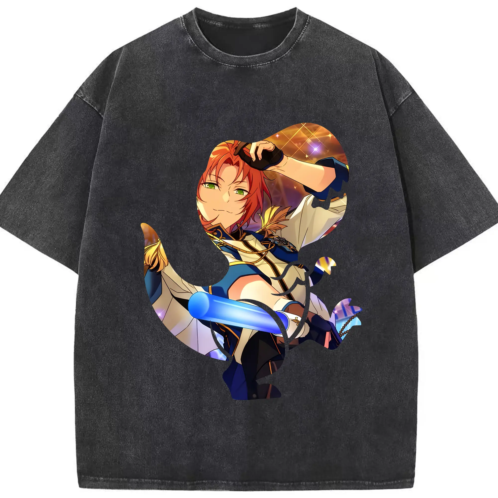 あんさん ぶる グッズ Knights 月永レオ - 綿100％ ヴィンテージ風 半袖Tシャツ ・ フロントプリント ・ 柔らか肌触り ・ 通気性 快適 ・ スポーツ カジュアル 外出用