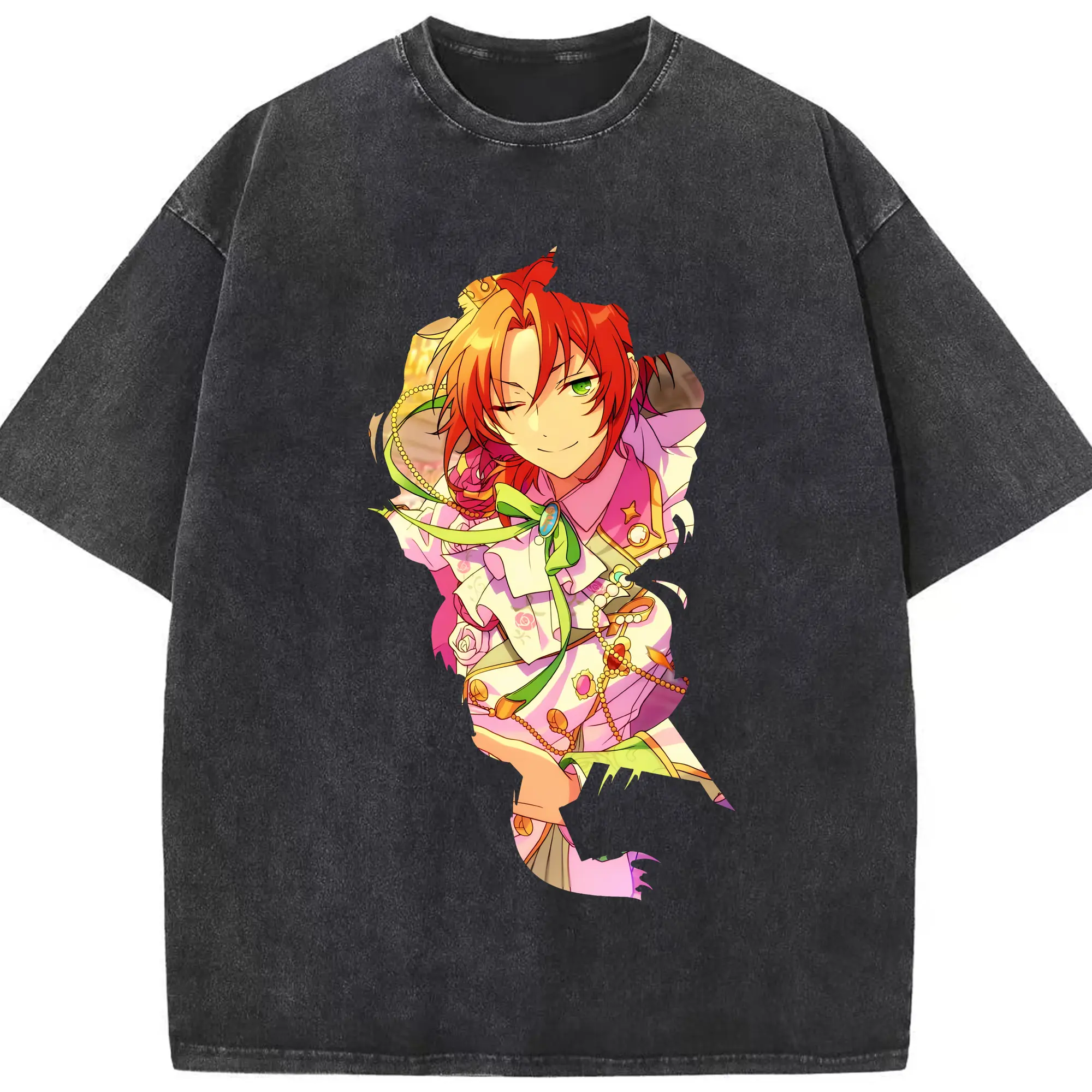 あんさん ぶる グッズ Knights 月永レオ - 綿100％ ヴィンテージ風 半袖Tシャツ ・ フロントプリント ・ 柔らか肌触り ・ 通気性 快適 ・ スポーツ カジュアル 外出用