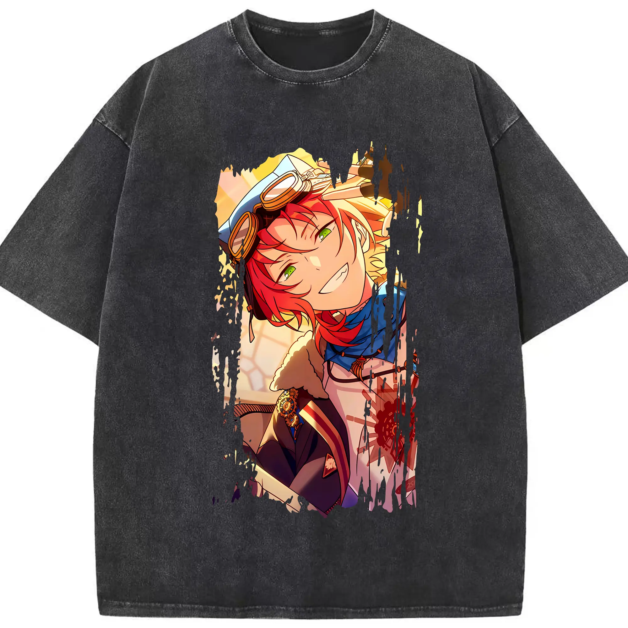 あんさん ぶる グッズ Knights 月永レオ - 綿100％ ヴィンテージ風 半袖Tシャツ ・ フロントプリント ・ 柔らか肌触り ・ 通気性 快適 ・ スポーツ カジュアル 外出用