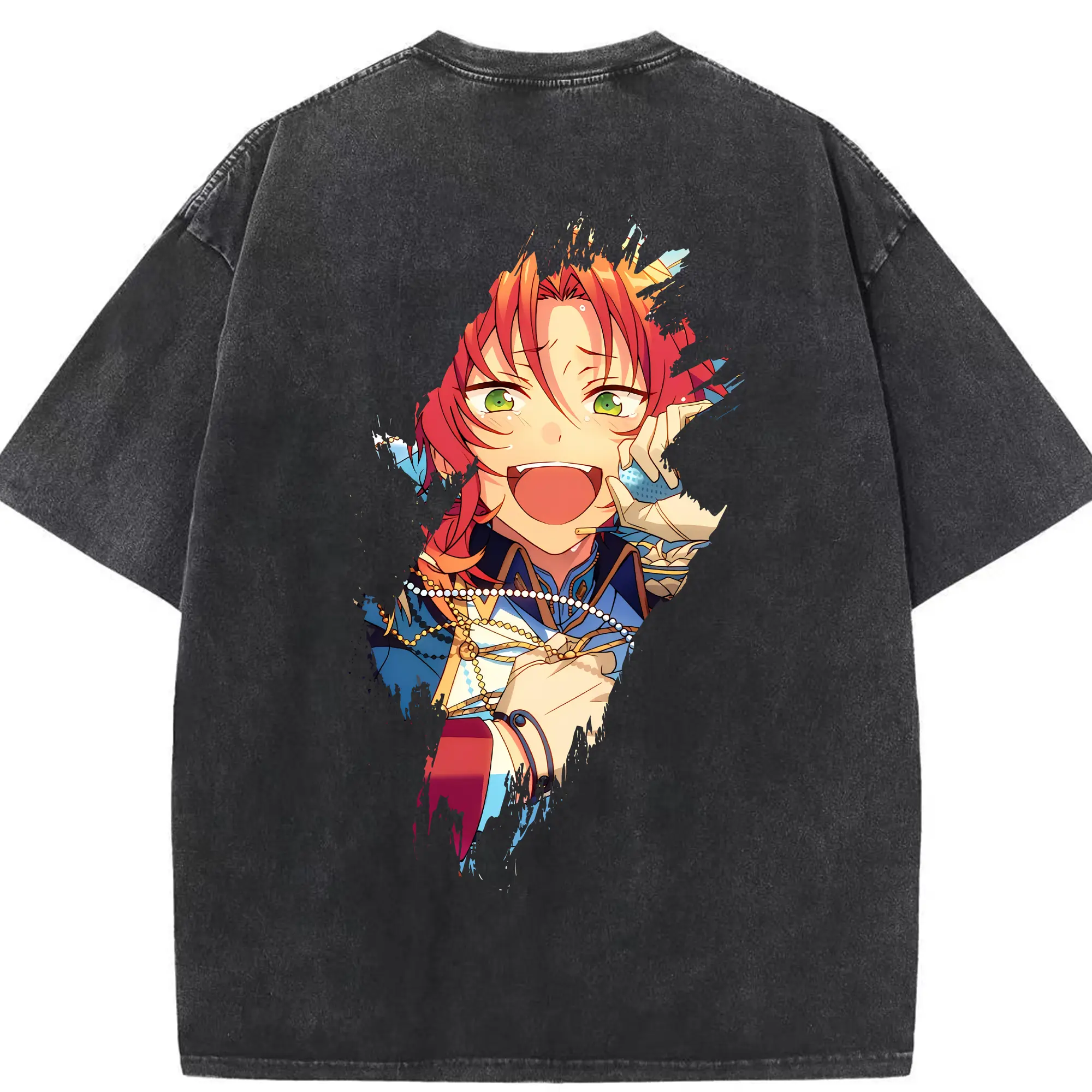 あんさん ぶる グッズ Knights 月永レオ - 綿100％ ヴィンテージ風 半袖Tシャツ ・ 背面プリント ・ 柔らか肌触り ・ 通気性 快適 ・ スポーツ カジュアル 外出用