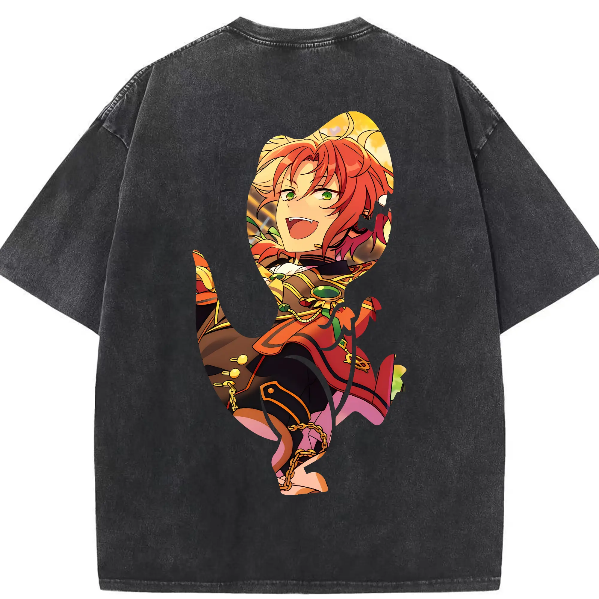あんさん ぶる グッズ Knights 月永レオ - 綿100％ ヴィンテージ風 半袖Tシャツ ・ 背面プリント ・ 柔らか肌触り ・ 通気性 快適 ・ スポーツ カジュアル 外出用