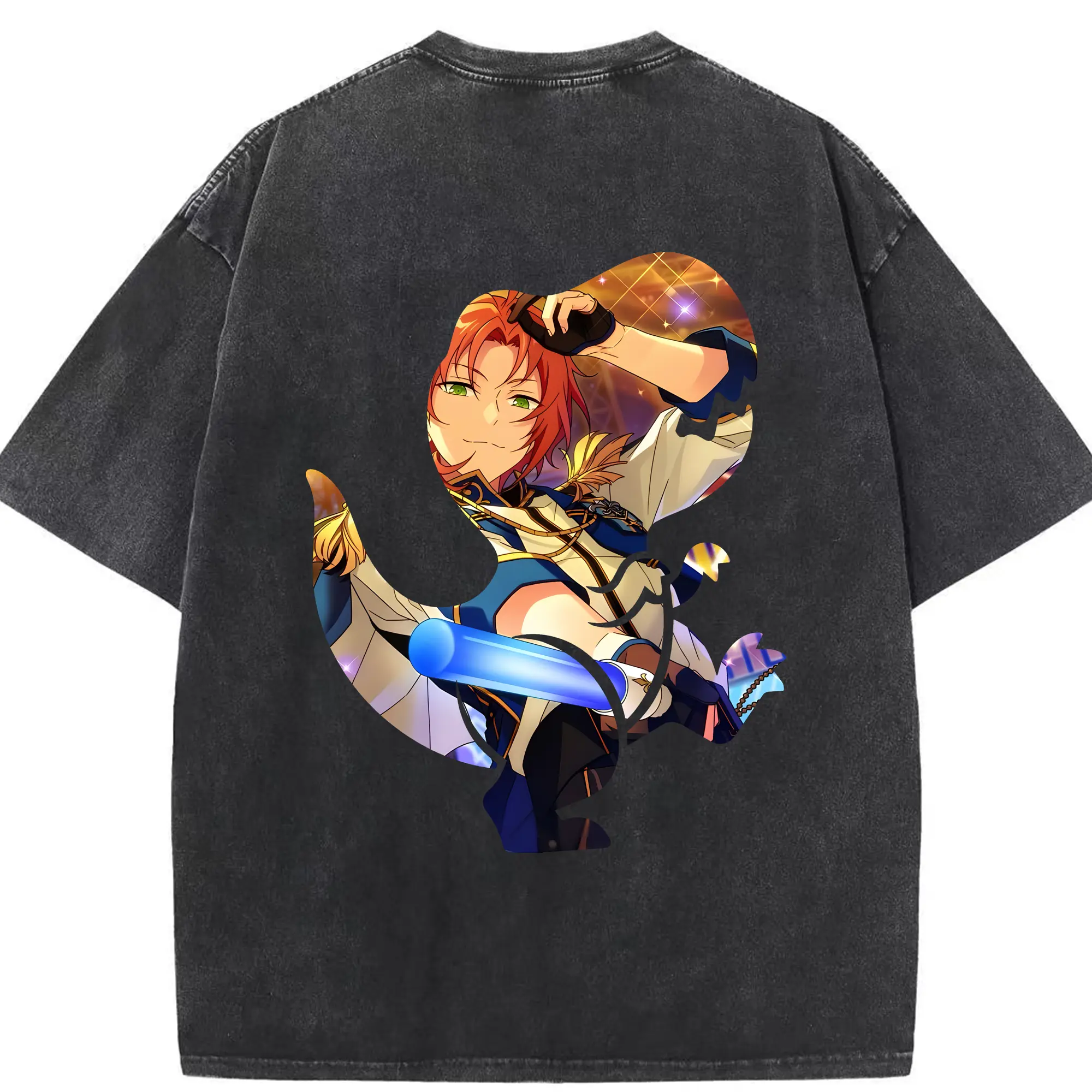 あんさん ぶる グッズ Knights 月永レオ - 綿100％ ヴィンテージ風 半袖Tシャツ ・ 背面プリント ・ 柔らか肌触り ・ 通気性 快適 ・ スポーツ カジュアル 外出用