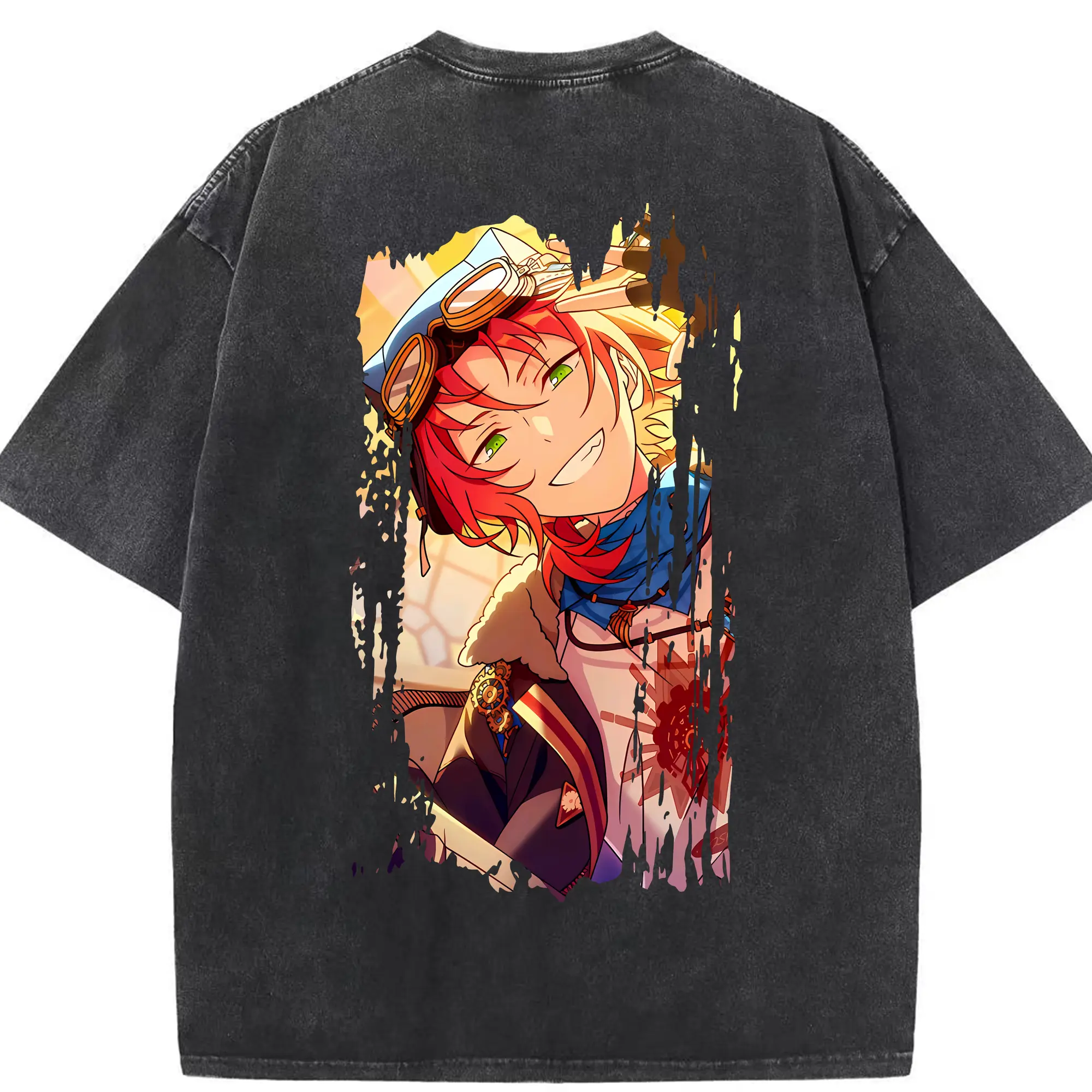 あんさん ぶる グッズ Knights 月永レオ - 綿100％ ヴィンテージ風 半袖Tシャツ ・ 背面プリント ・ 柔らか肌触り ・ 通気性 快適 ・ スポーツ カジュアル 外出用