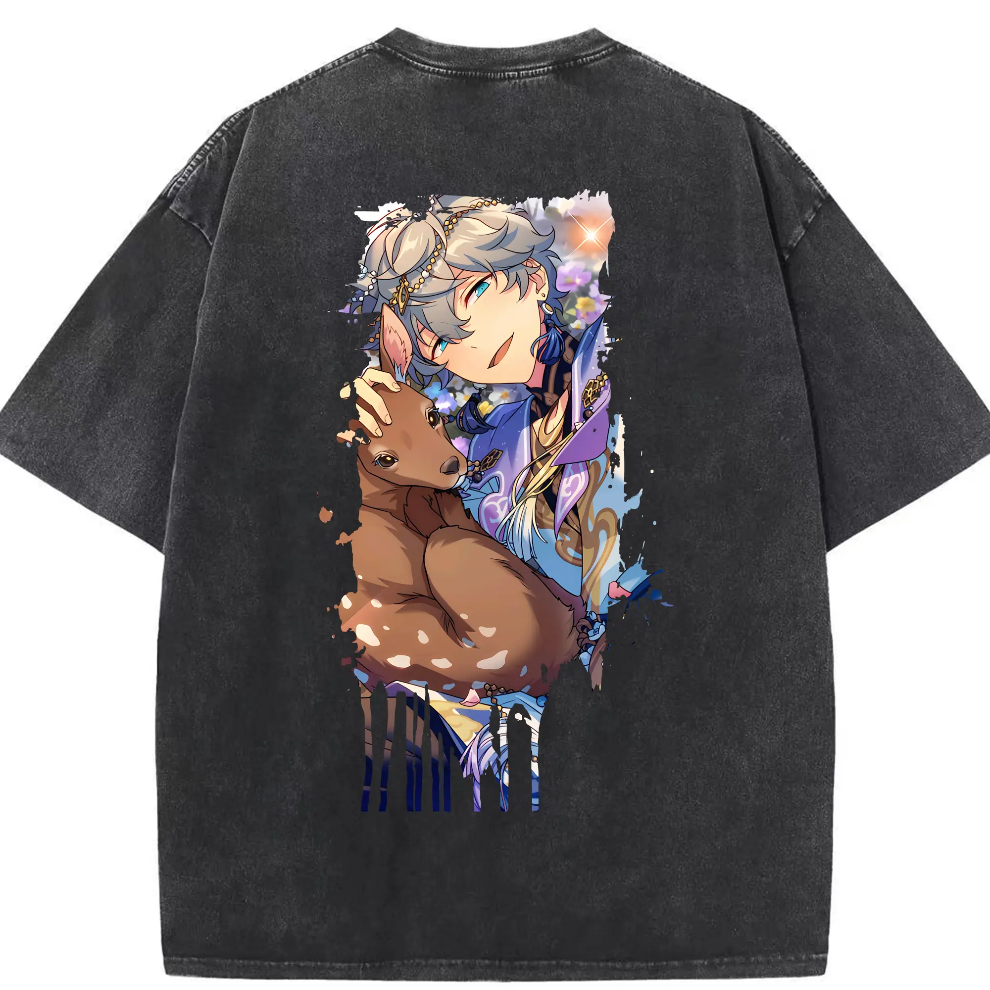 あんさん ぶる グッズ Knights 瀬名泉 - 綿100％ ヴィンテージ風 半袖Tシャツ ・ 背面プリント ・ 柔らか肌触り ・ 通気性 快適 ・ スポーツ カジュアル 外出用