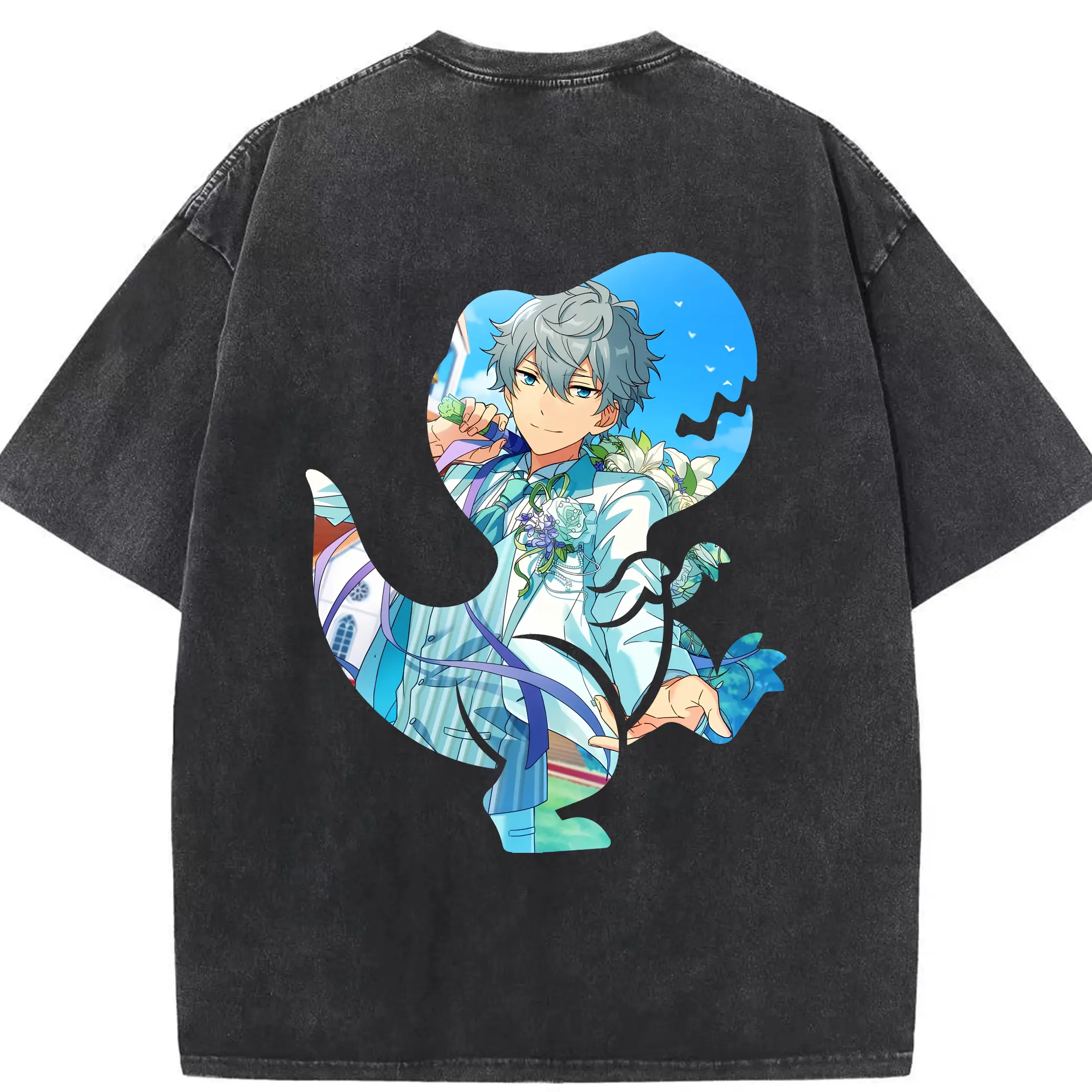 あんさん ぶる グッズ Knights 瀬名泉 - 綿100％ ヴィンテージ風 半袖Tシャツ ・ 背面プリント ・ 柔らか肌触り ・ 通気性 快適 ・ スポーツ カジュアル 外出用