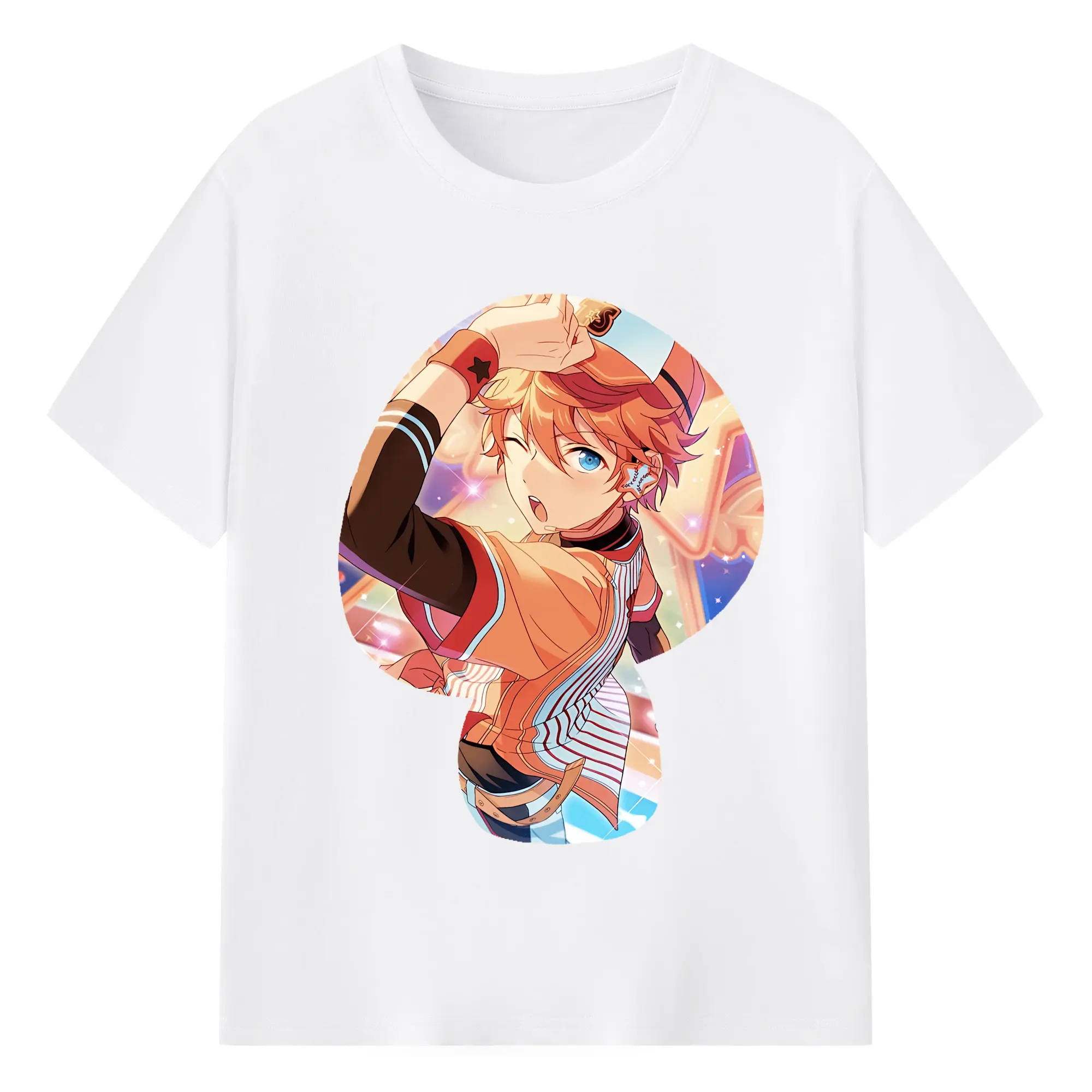 あんさん ぶる グッズ Trickstar 明星スバル - 綿100％ 半袖Tシャツ ・ フロントプリント ・ 快適 通気性 ・ 日常使い 散歩 スポーツ用