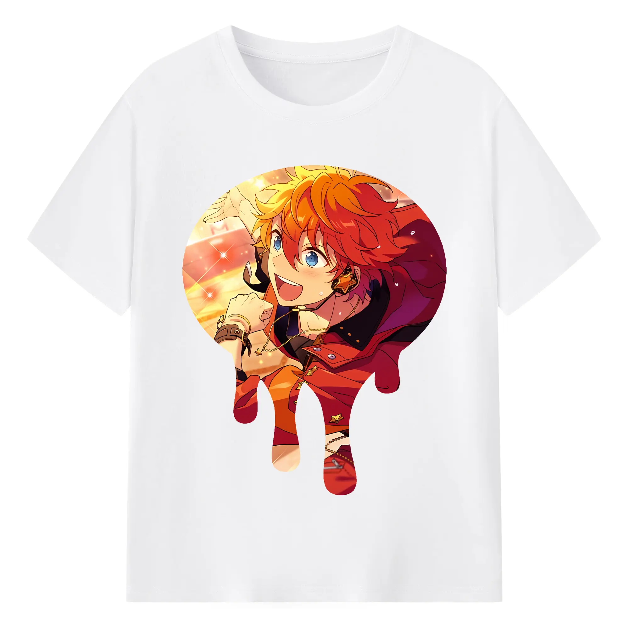 あんさん ぶる グッズ Trickstar 明星スバル - 綿100％ 半袖Tシャツ ・ フロントプリント ・ 快適 通気性 ・ 日常使い 散歩 スポーツ用