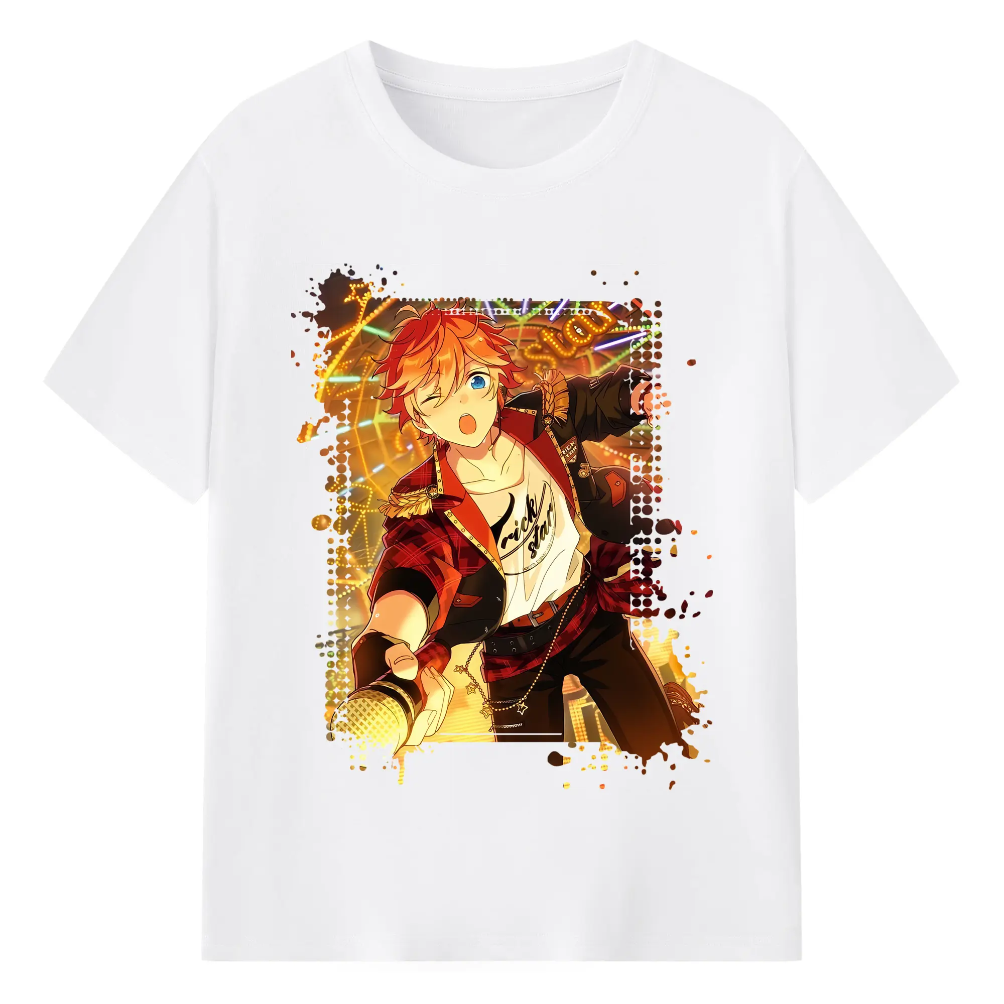 あんさん ぶる グッズ Trickstar 明星スバル - 綿100％ 半袖Tシャツ ・ フロントプリント ・ 快適 通気性 ・ 日常使い 散歩 スポーツ用