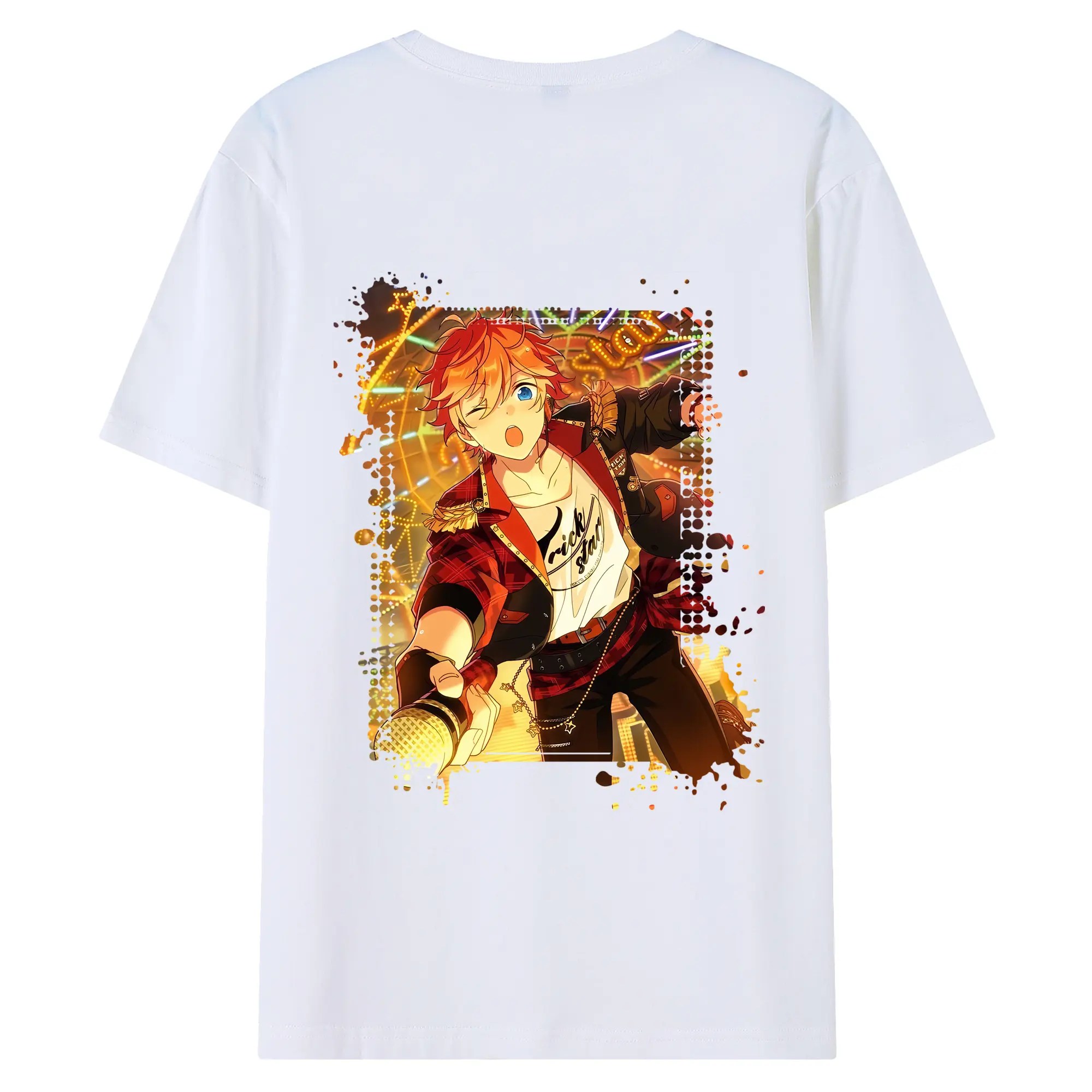 あんさん ぶる グッズ Trickstar 明星スバル - 綿100％ 半袖Tシャツ ・ バックプリント ・ 快適 通気性 ・ 日常使い 散歩 スポーツ用