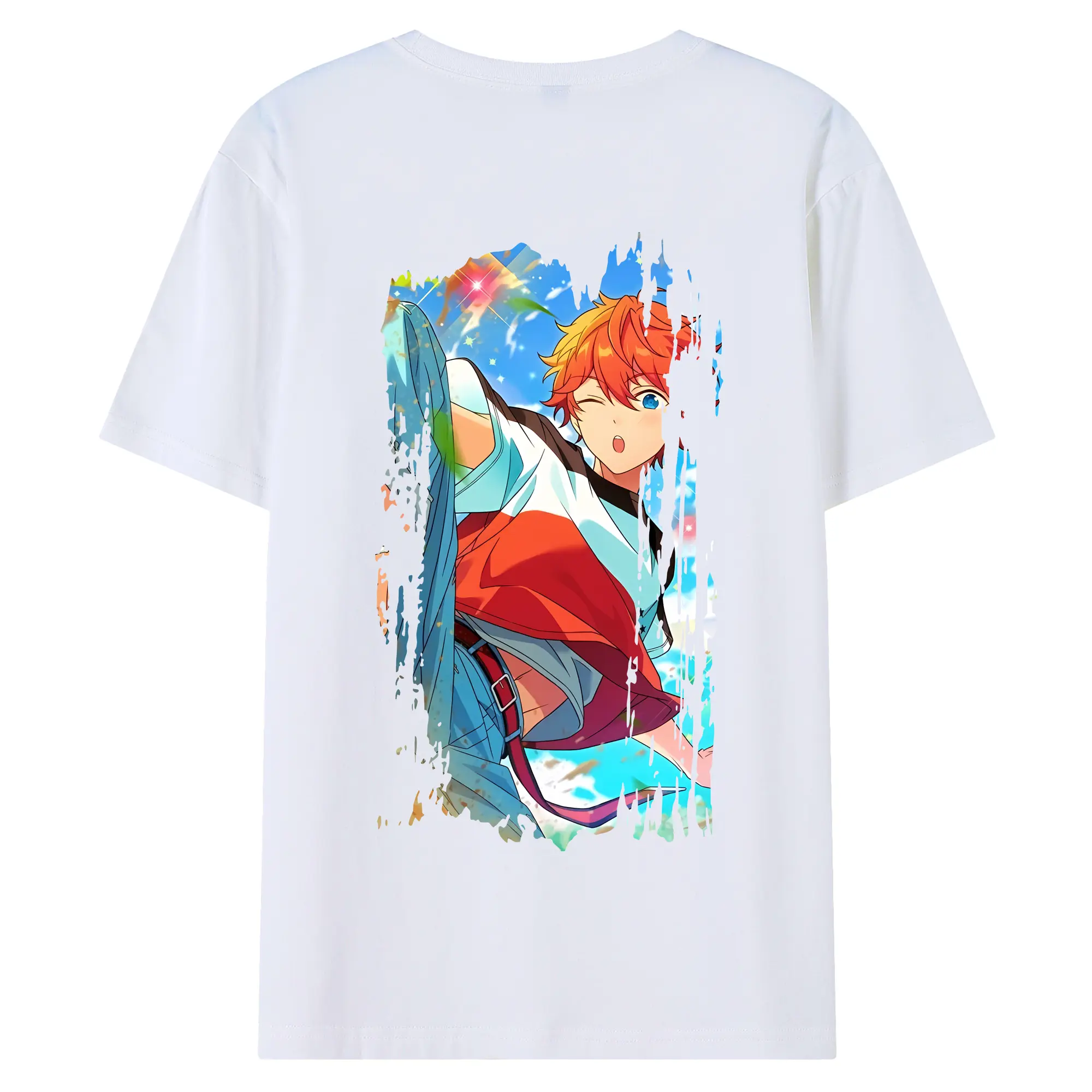 あんさん ぶる グッズ Trickstar 明星スバル - 綿100％ 半袖Tシャツ ・ バックプリント ・ 快適 通気性 ・ 日常使い 散歩 スポーツ用