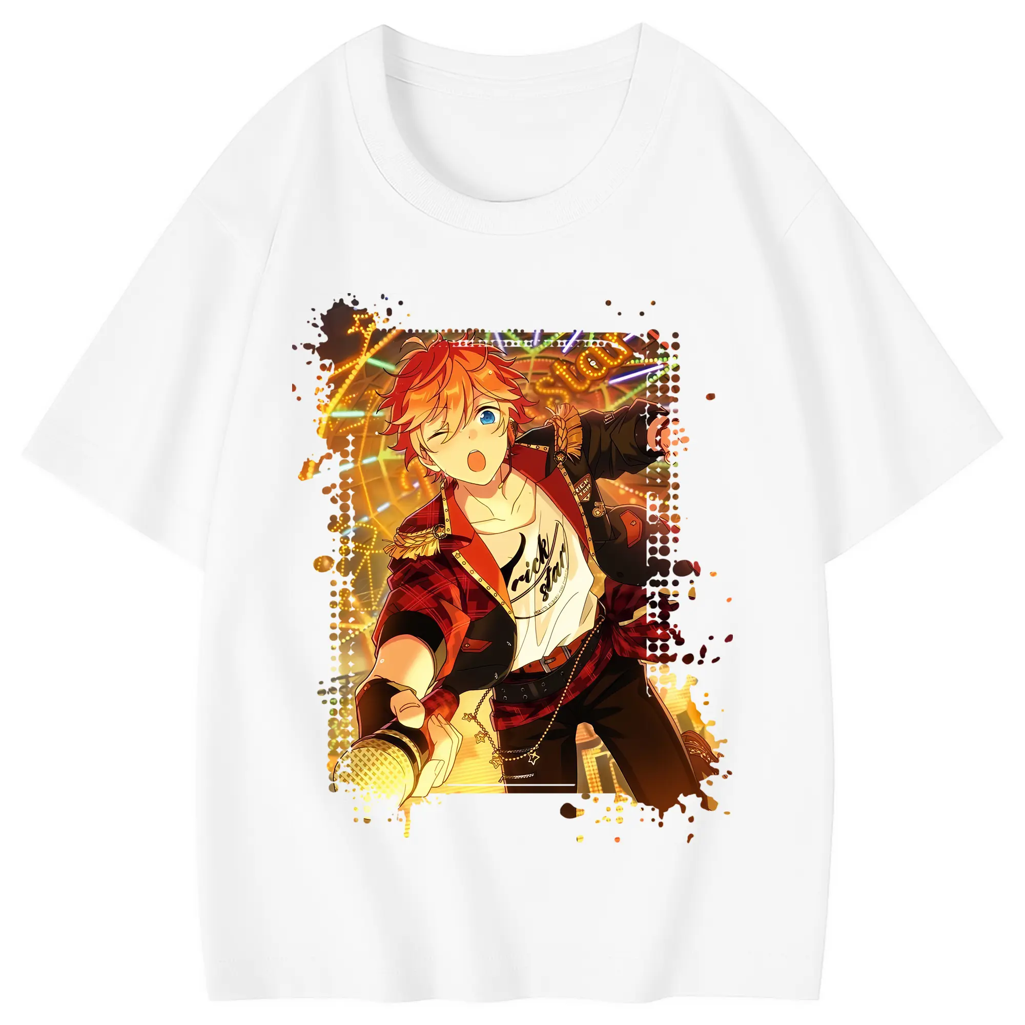 あんさん ぶる グッズ Trickstar 明星スバル - 綿100％ キッズTシャツ ・ フロントプリント ・ 快適 通気性 ・ スポーツ カジュアル 散歩用