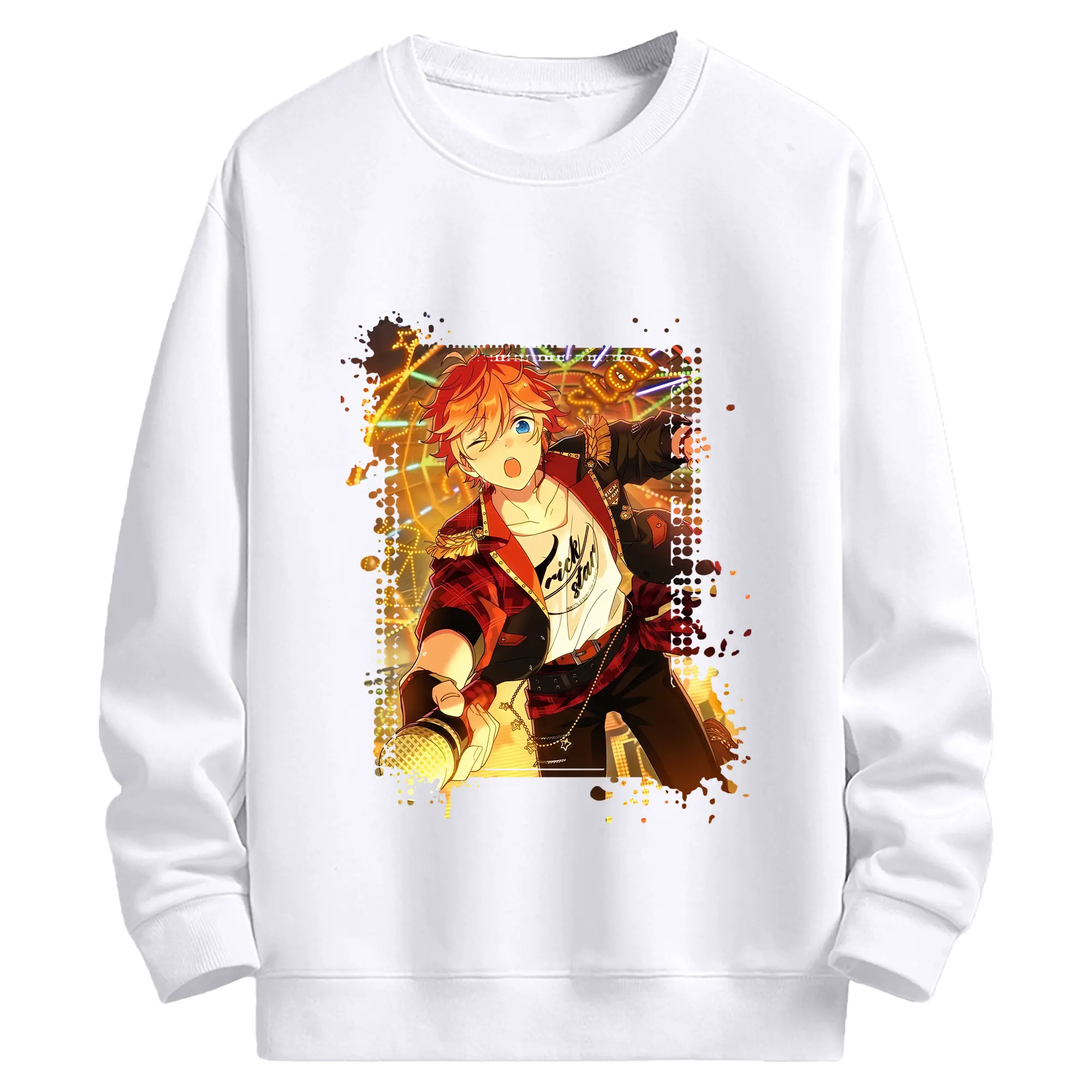 あんさん ぶる グッズ Trickstar 明星スバル - 高品質 クルーネック スウェット ・ コットン59％ ポリエステル41％ ・ ユニセックス 長袖 トレーナー ・ カジュアル デイリー スポーツ 散歩用