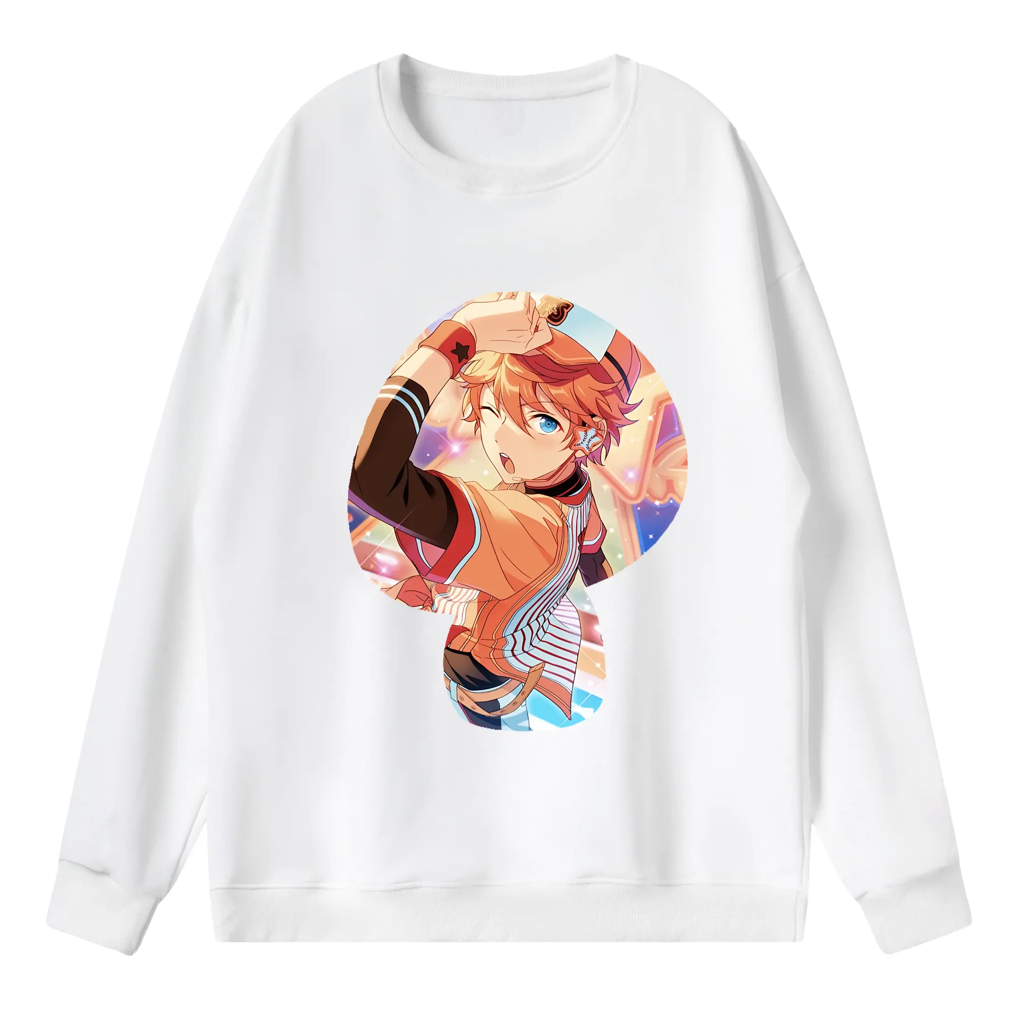 あんさん ぶる グッズ Trickstar 明星スバル - 薄手 クルーネック スウェット 裏毛260g · ポリエステル 春秋向け カジュアル 男女兼用 · トレーナー デイリー スポーツ 散歩に最適