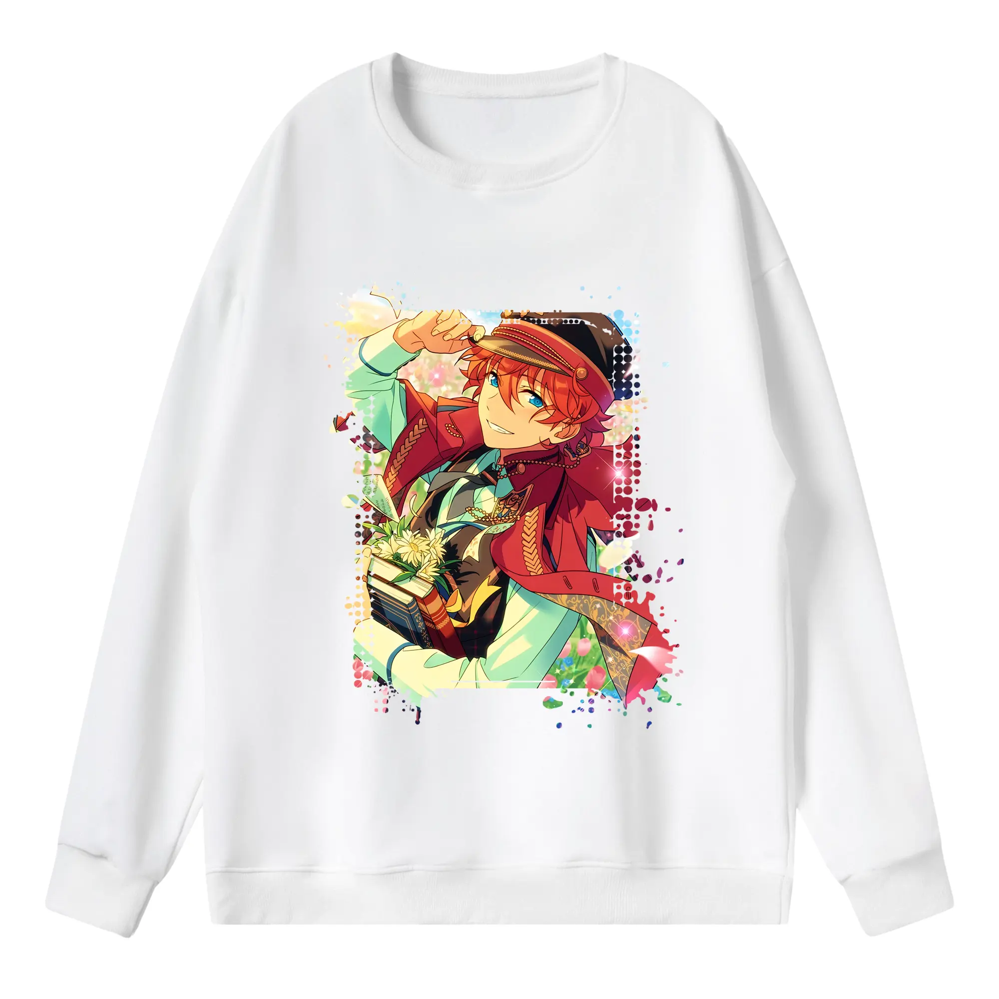 あんさん ぶる グッズ Trickstar 明星スバル - 薄手 クルーネック スウェット 裏毛260g · ポリエステル 春秋向け カジュアル 男女兼用 · トレーナー デイリー スポーツ 散歩に最適