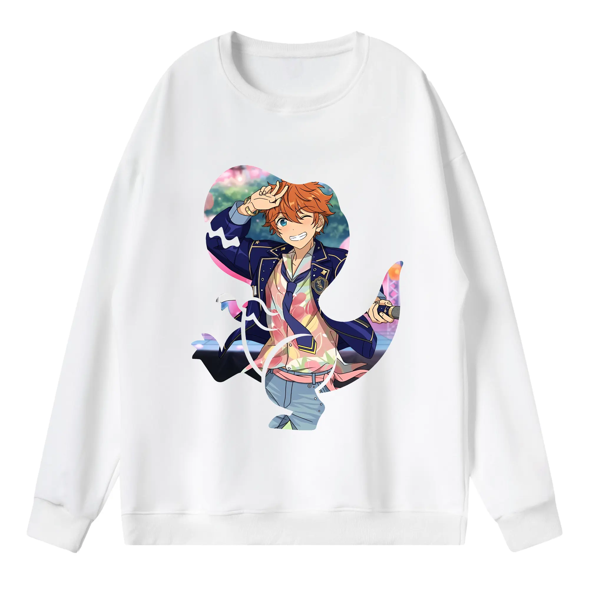 あんさん ぶる グッズ Trickstar 明星スバル - 薄手 クルーネック スウェット 裏毛260g · ポリエステル 春秋向け カジュアル 男女兼用 · トレーナー デイリー スポーツ 散歩に最適