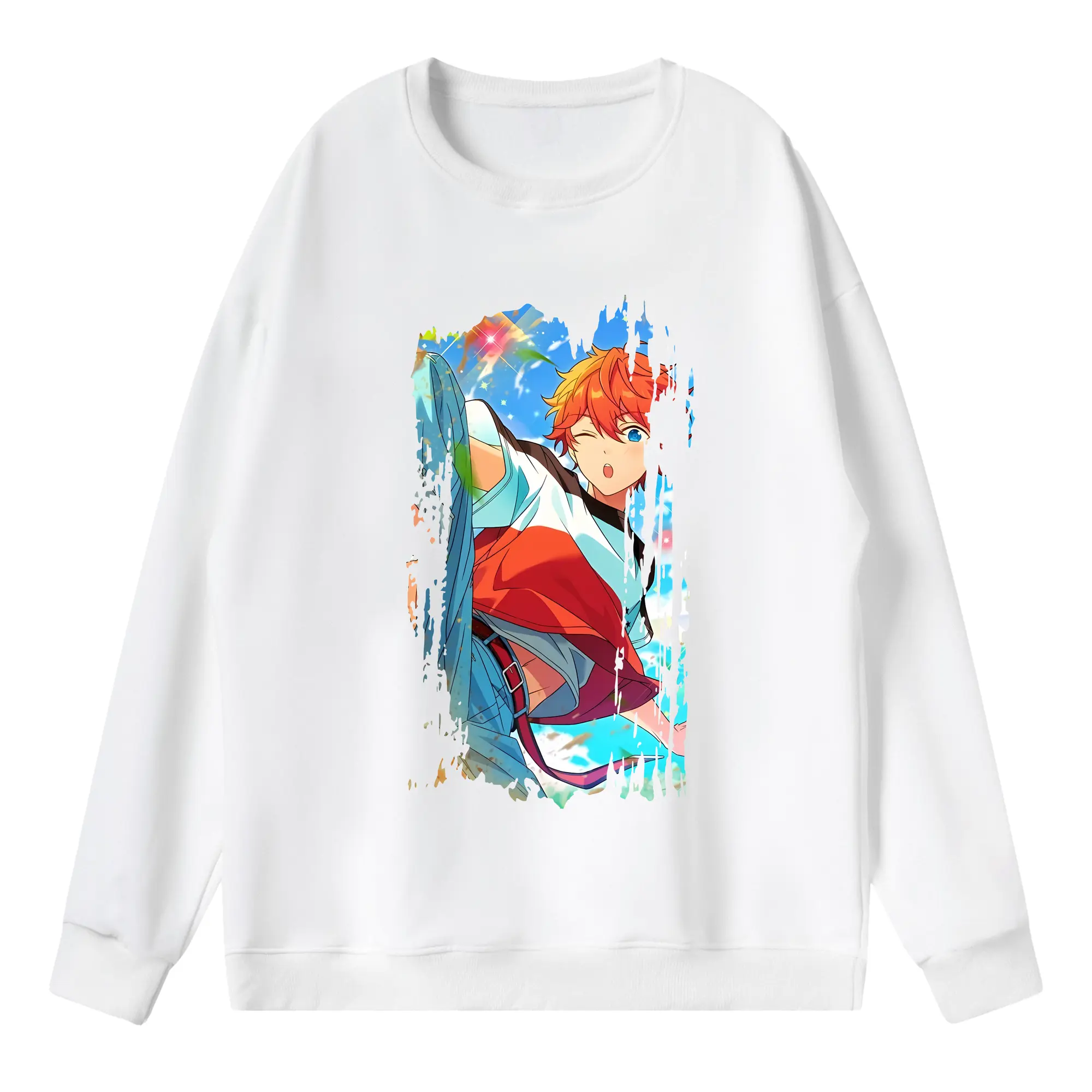 あんさん ぶる グッズ Trickstar 明星スバル - 薄手 クルーネック スウェット 裏毛260g · ポリエステル 春秋向け カジュアル 男女兼用 · トレーナー デイリー スポーツ 散歩に最適