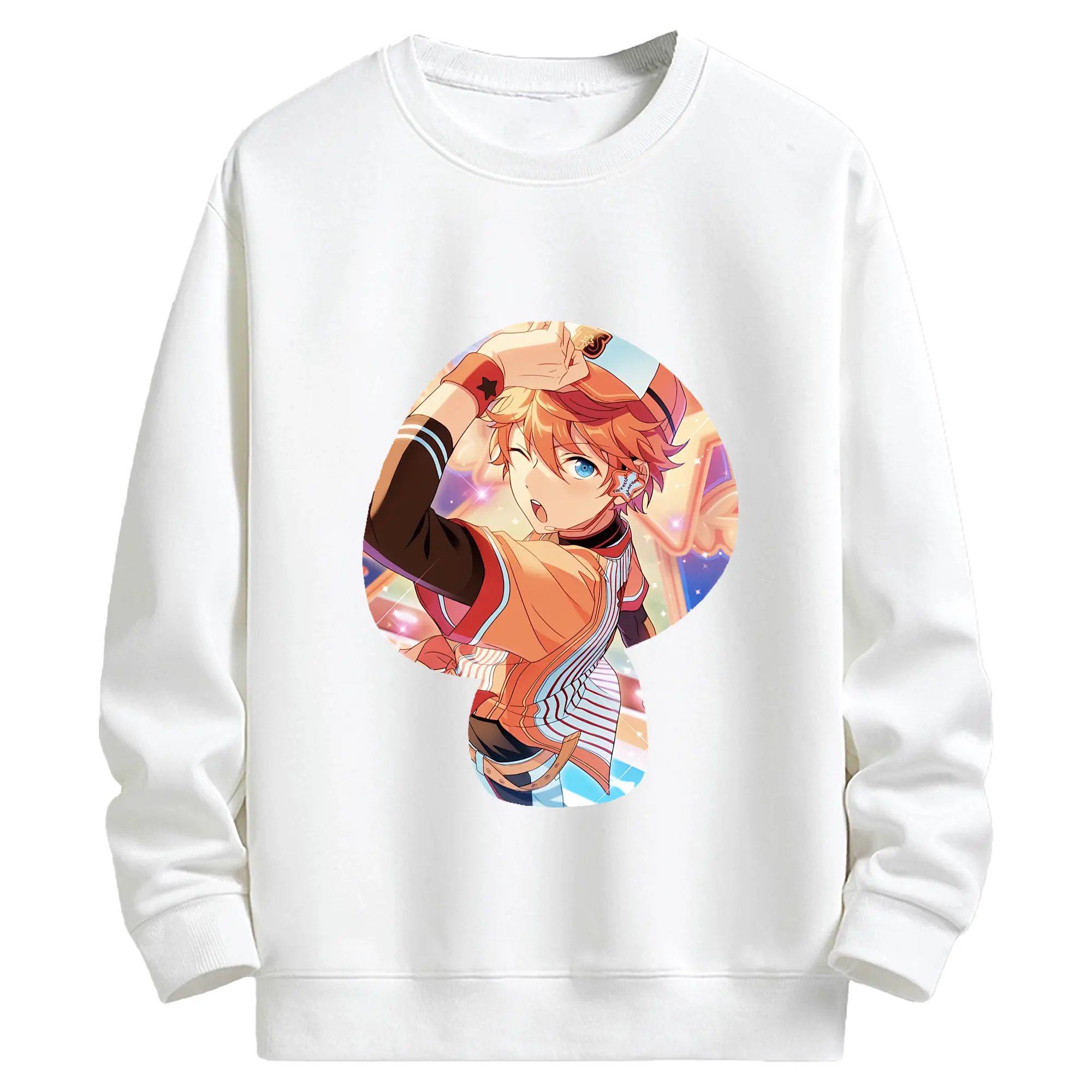 あんさん ぶる グッズ Trickstar 明星スバル - キッズ クルーネックスウェットシャツ ・ フロントプリント ・ 綿80％ ポリエステル20％ ・ 快適 通学 スポーツ 日常使い お散歩用