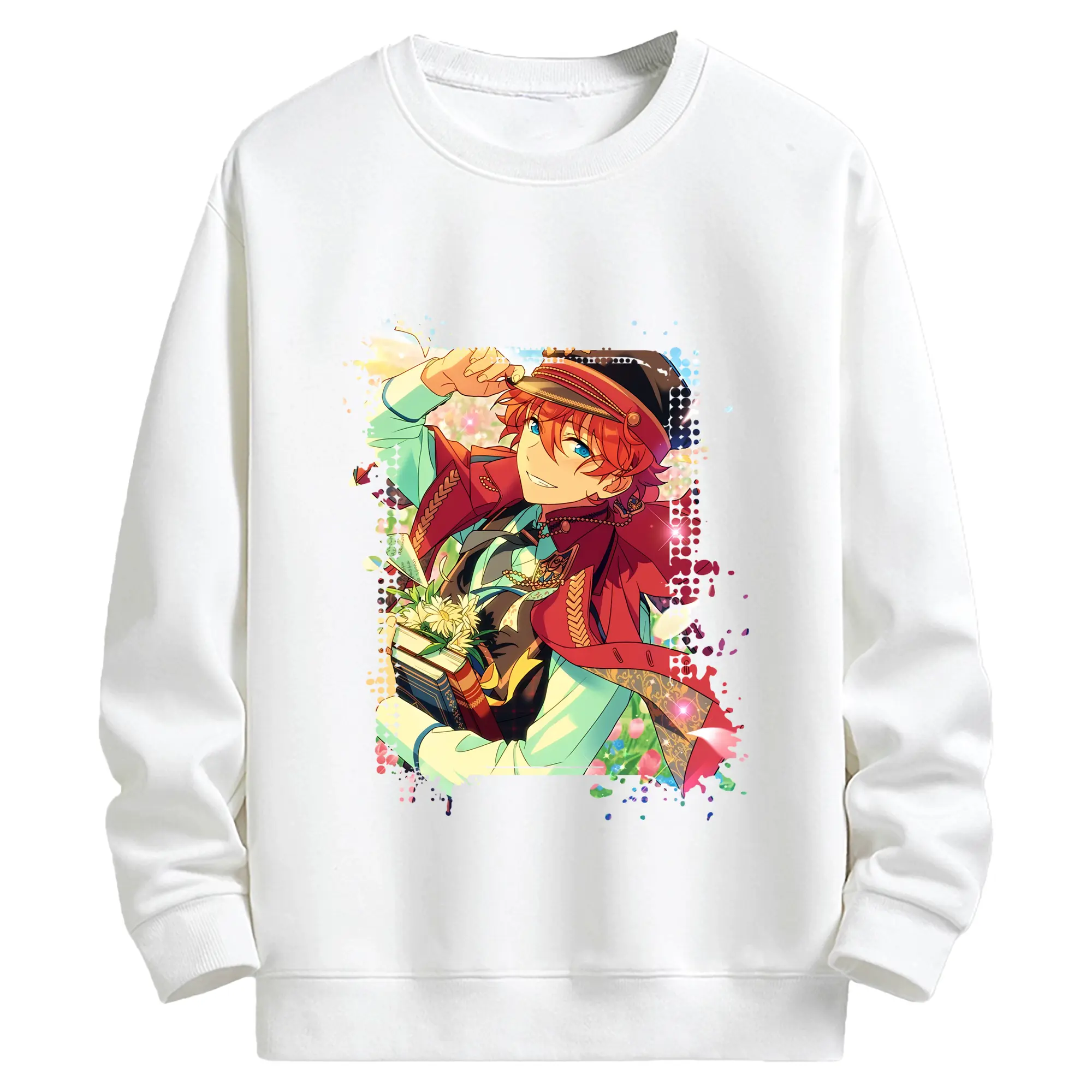 あんさん ぶる グッズ Trickstar 明星スバル - キッズ クルーネックスウェットシャツ ・ フロントプリント ・ 綿80％ ポリエステル20％ ・ 快適 通学 スポーツ 日常使い お散歩用