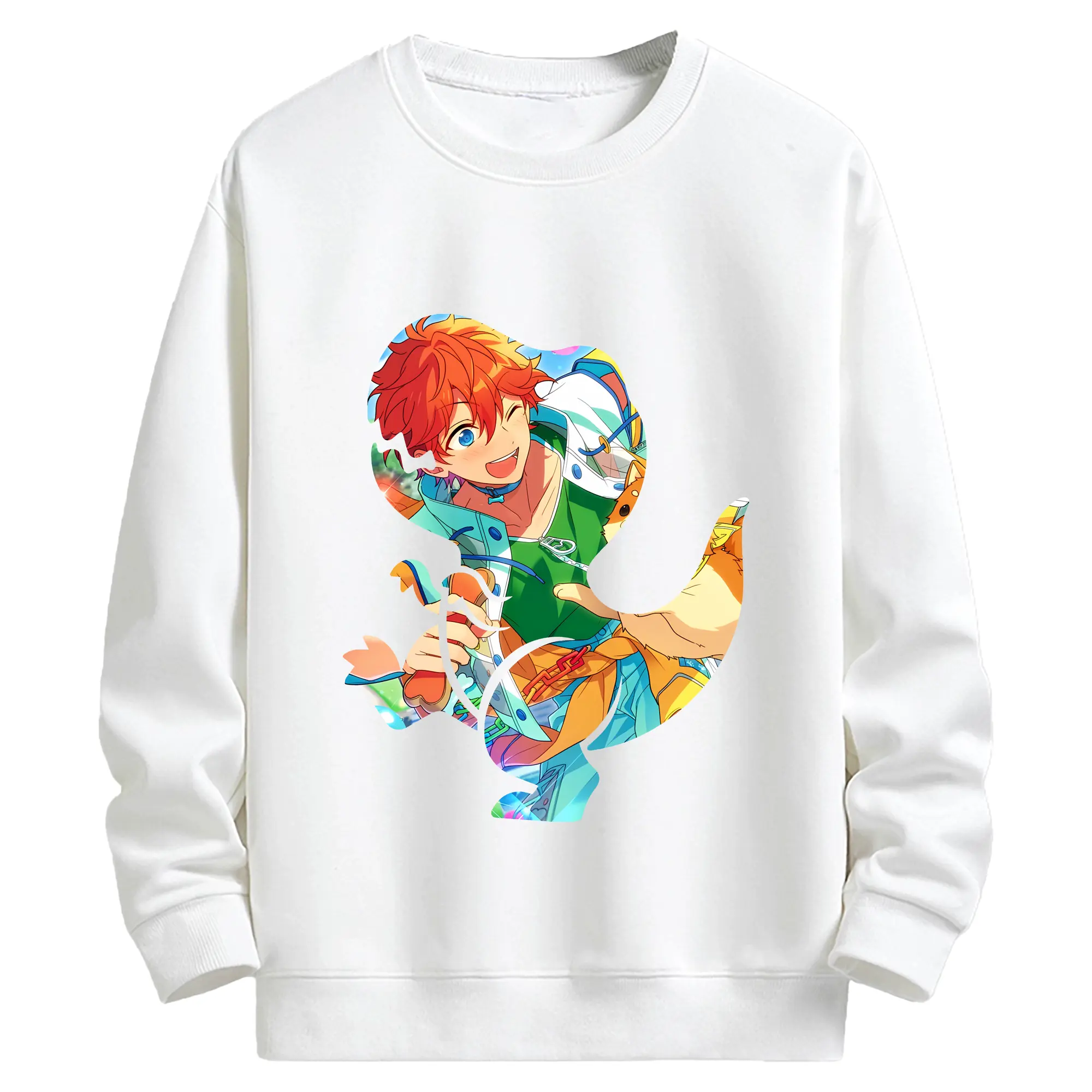 あんさん ぶる グッズ Trickstar 明星スバル - キッズ クルーネックスウェットシャツ ・ フロントプリント ・ 綿80％ ポリエステル20％ ・ 快適 通学 スポーツ 日常使い お散歩用