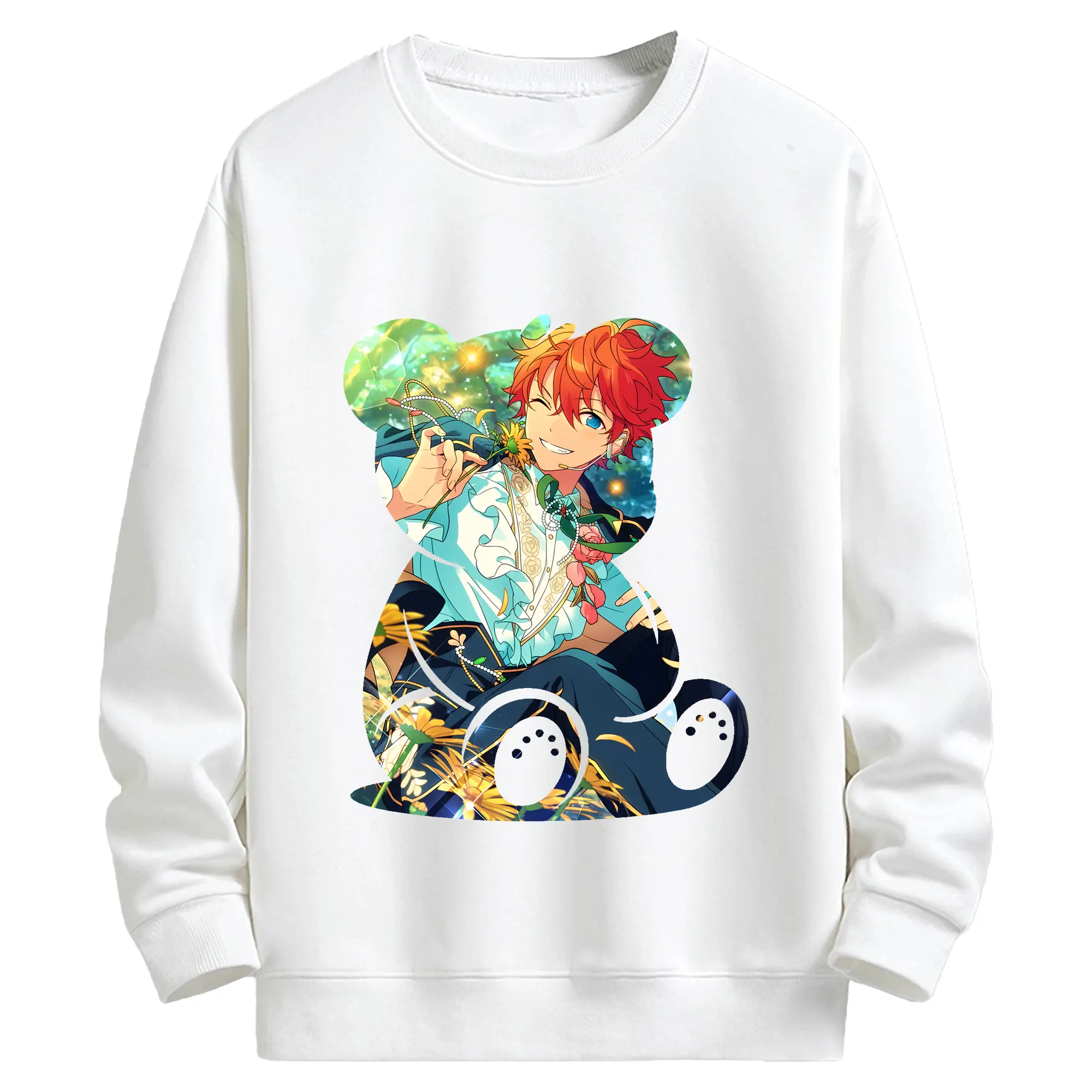 あんさん ぶる グッズ Trickstar 明星スバル - キッズ クルーネックスウェットシャツ ・ フロントプリント ・ 綿80％ ポリエステル20％ ・ 快適 通学 スポーツ 日常使い お散歩用