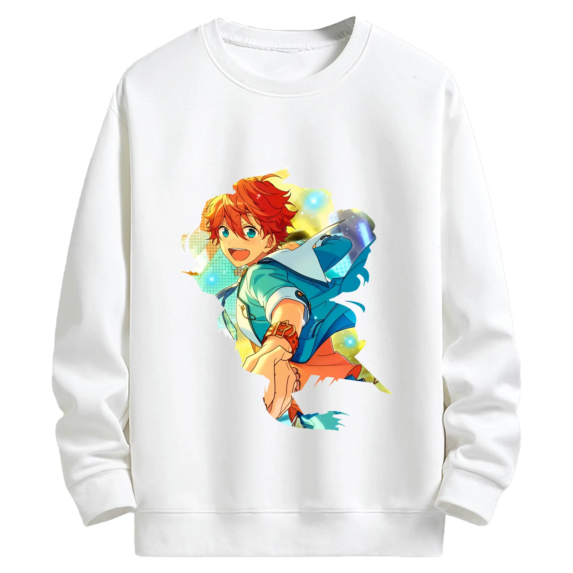 あんさん ぶる グッズ Trickstar 明星スバル - キッズ クルーネックスウェットシャツ ・ フロントプリント ・ 綿80％ ポリエステル20％ ・ 快適 通学 スポーツ 日常使い お散歩用