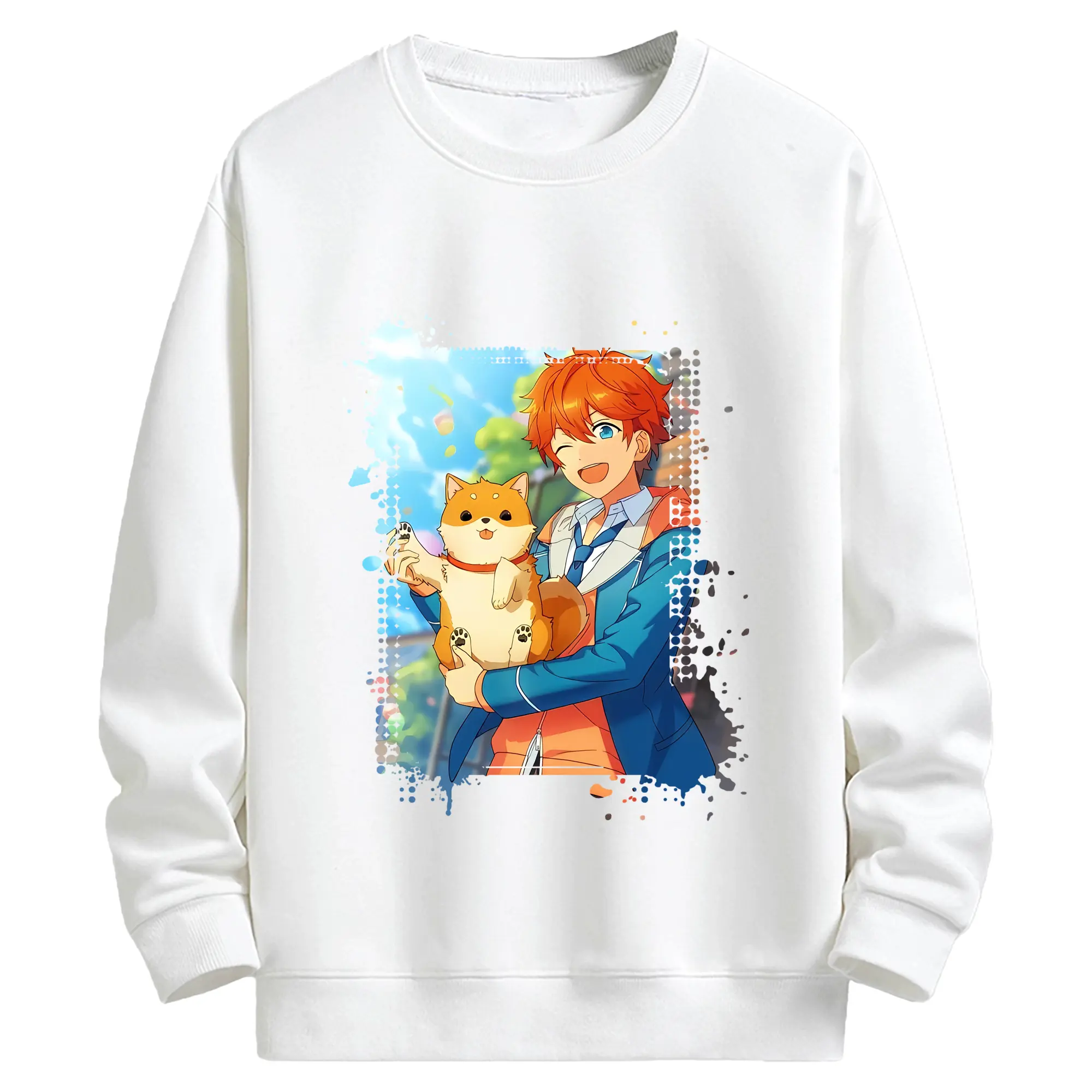 あんさん ぶる グッズ Trickstar 明星スバル - キッズ クルーネックスウェットシャツ ・ フロントプリント ・ 綿80％ ポリエステル20％ ・ 快適 通学 スポーツ 日常使い お散歩用