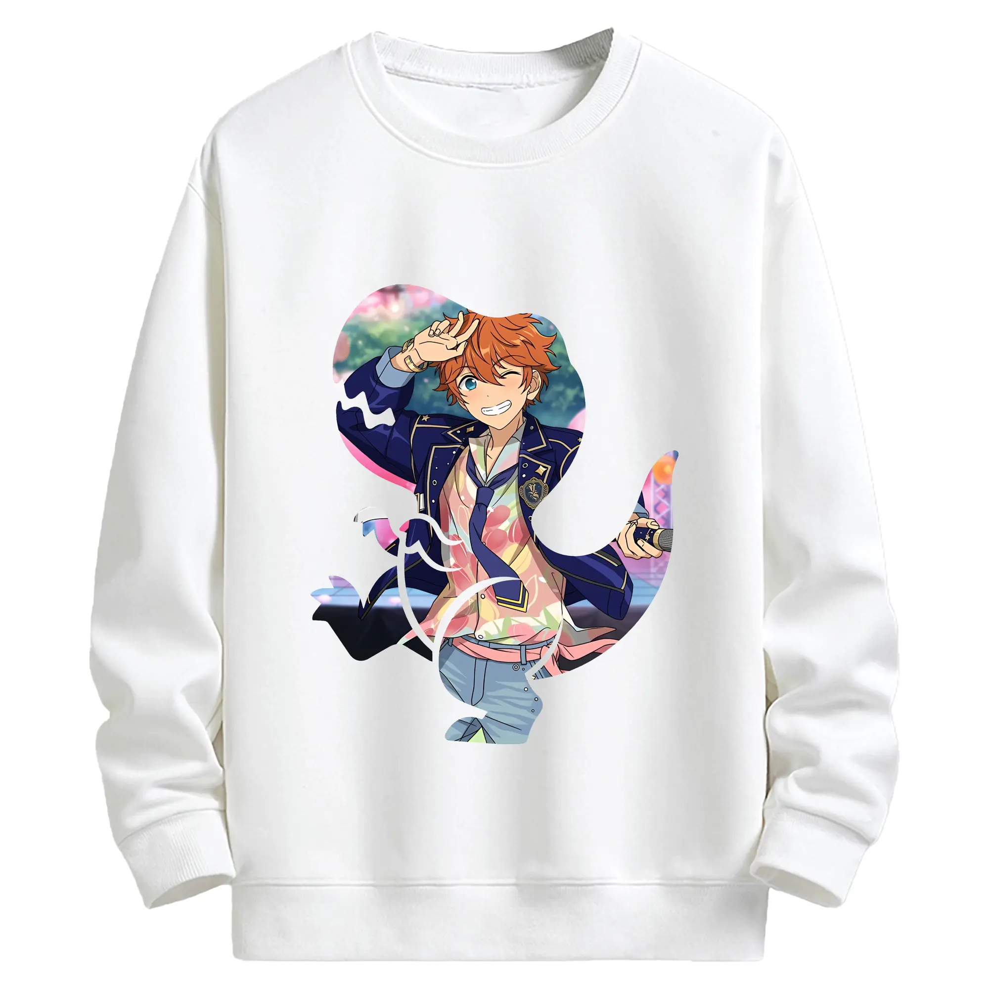 あんさん ぶる グッズ Trickstar 明星スバル - キッズ クルーネックスウェットシャツ ・ フロントプリント ・ 綿80％ ポリエステル20％ ・ 快適 通学 スポーツ 日常使い お散歩用