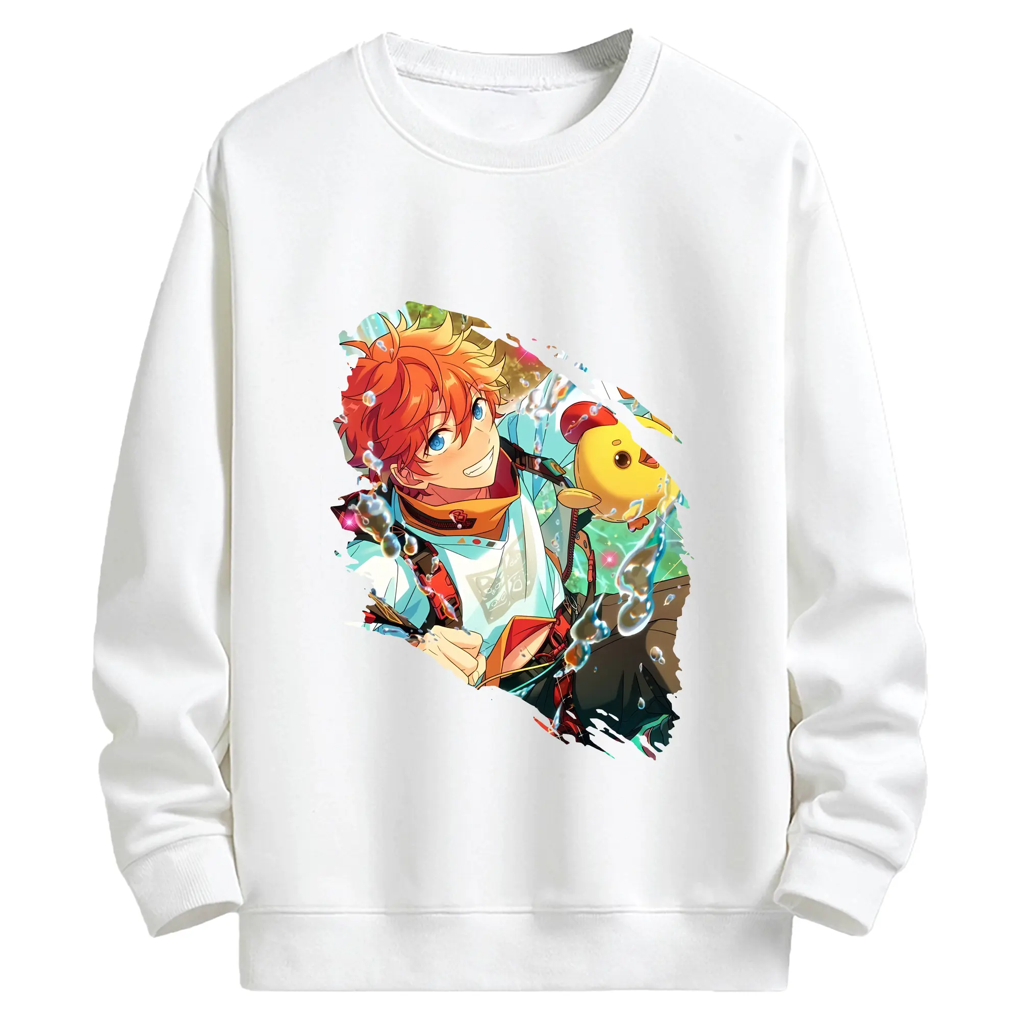 あんさん ぶる グッズ Trickstar 明星スバル - キッズ クルーネックスウェットシャツ ・ フロントプリント ・ 綿80％ ポリエステル20％ ・ 快適 通学 スポーツ 日常使い お散歩用