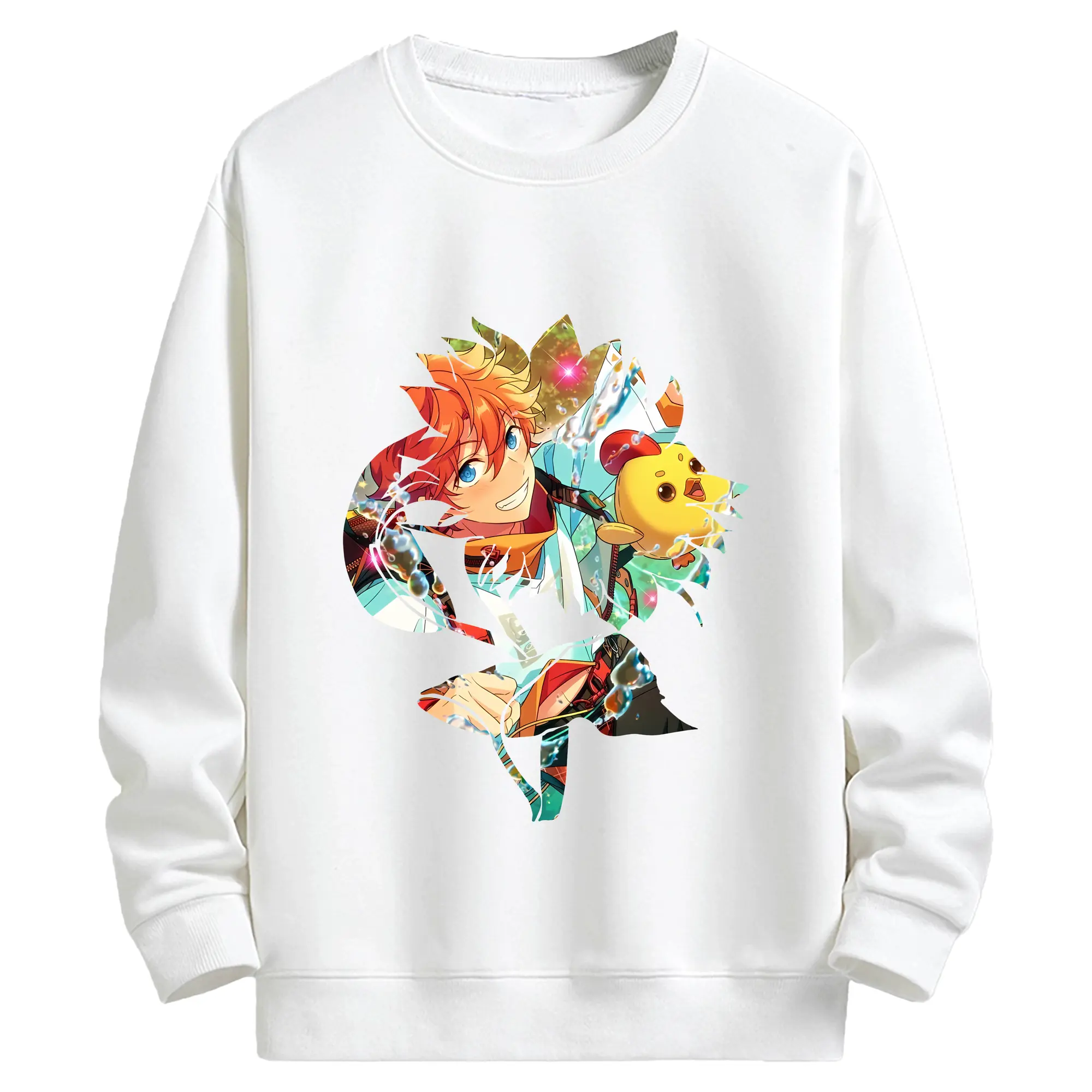 あんさん ぶる グッズ Trickstar 明星スバル - キッズ クルーネックスウェットシャツ ・ フロントプリント ・ 綿80％ ポリエステル20％ ・ 快適 通学 スポーツ 日常使い お散歩用